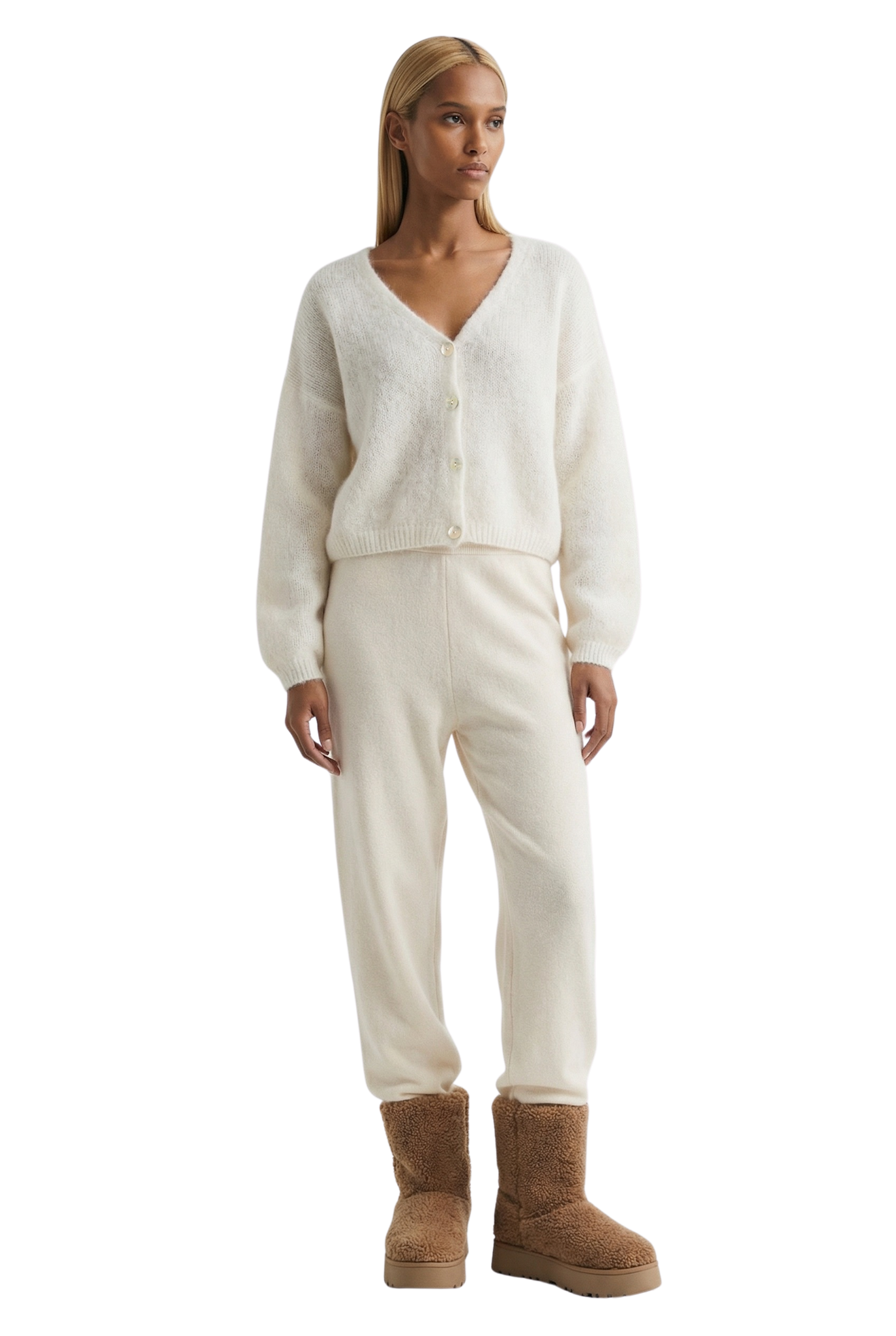 Cornelia Cropped Cardigan in White — American Dreams