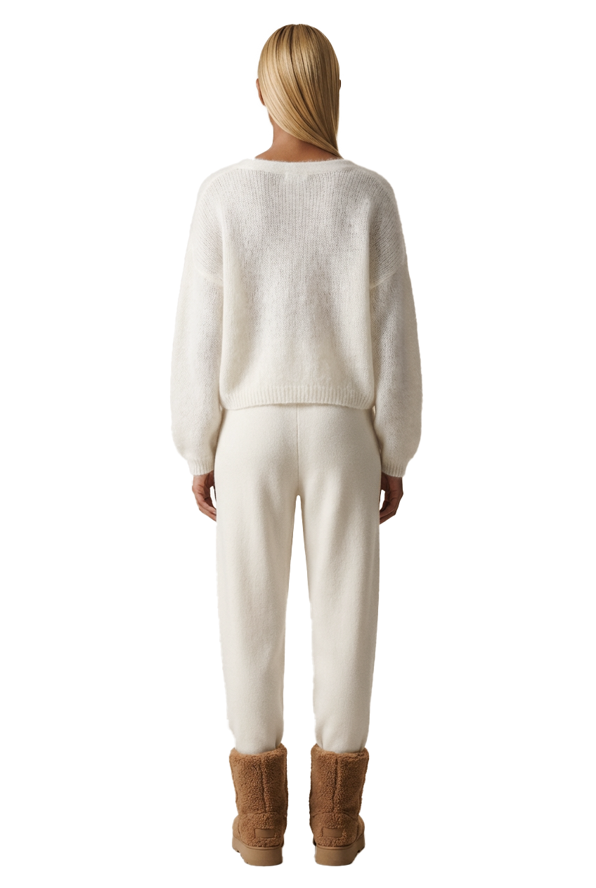 Cornelia Cropped Cardigan in White — American Dreams