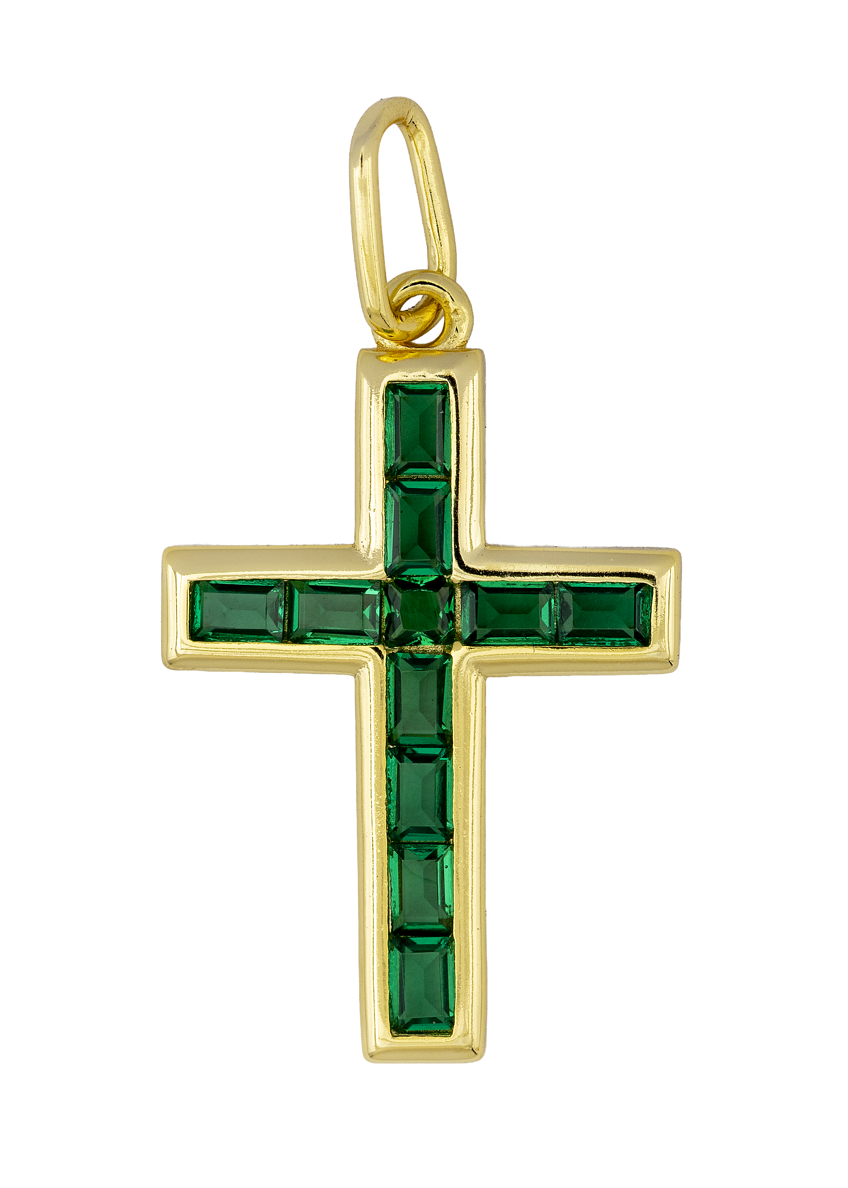 Emerald Cross Pendant Necklace - Atelier 18
