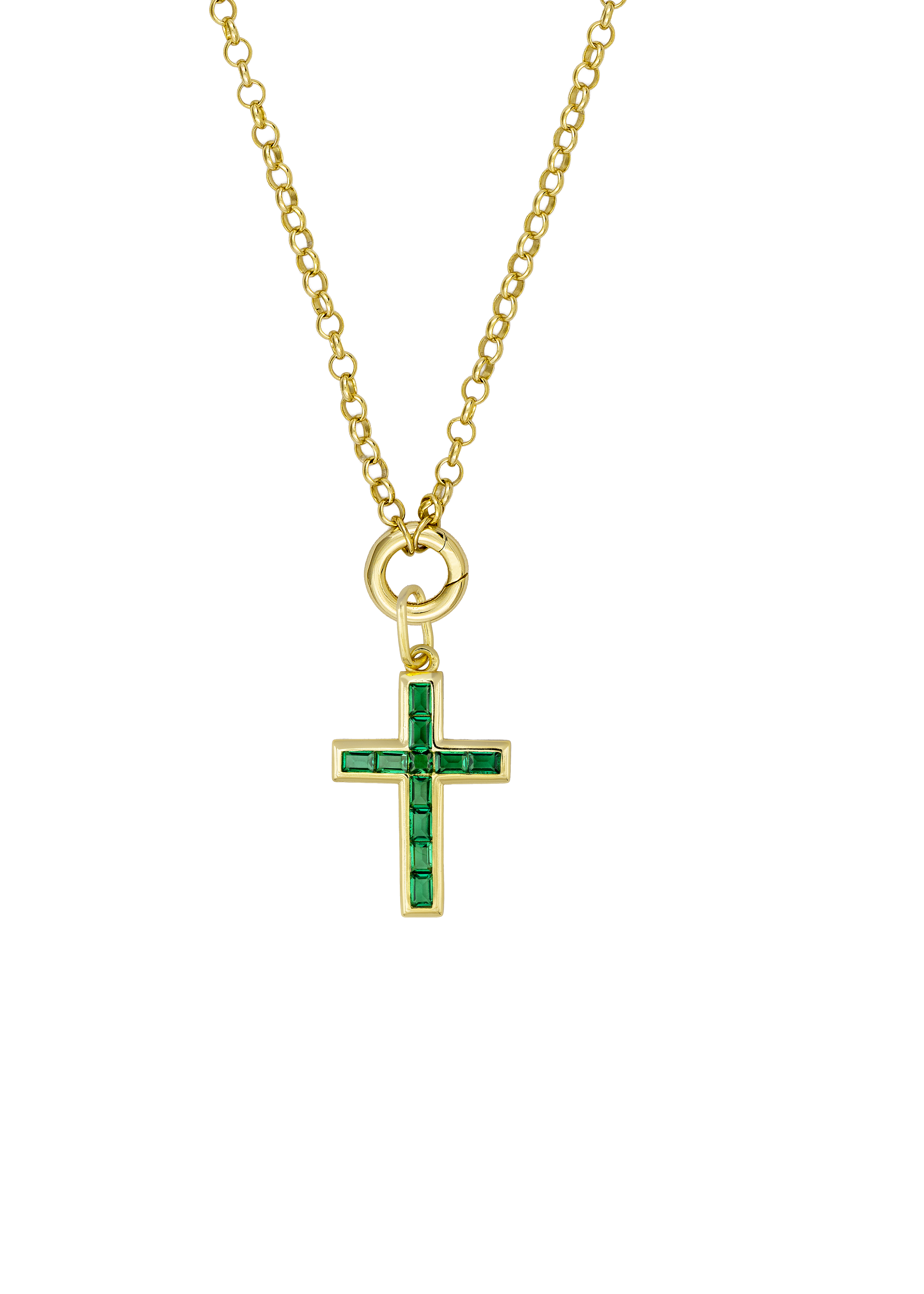 Emerald Cross Pendant Necklace - Atelier 18
