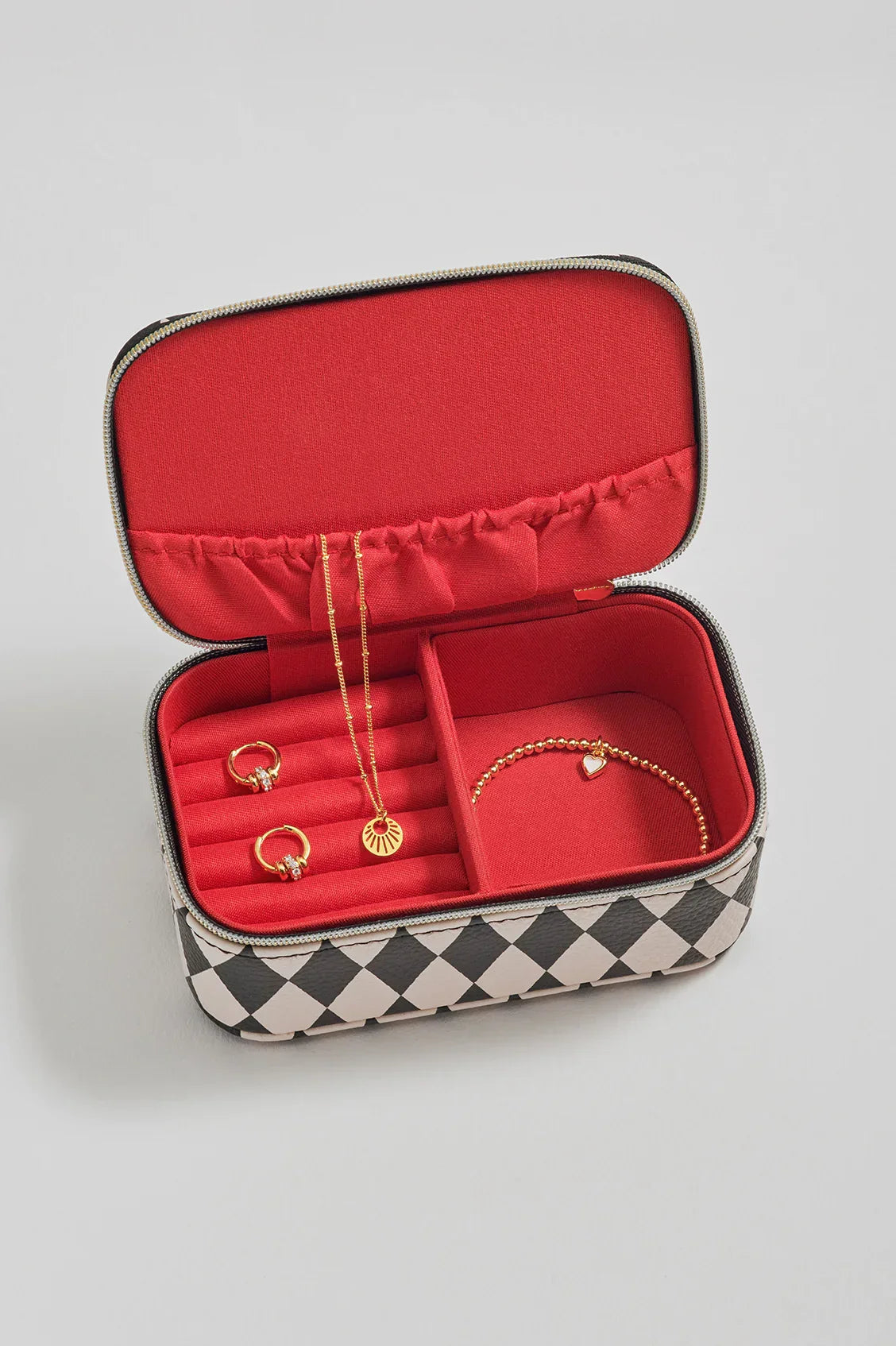 Harlequin Print Mini Jewellery Box  - Black Harlequin