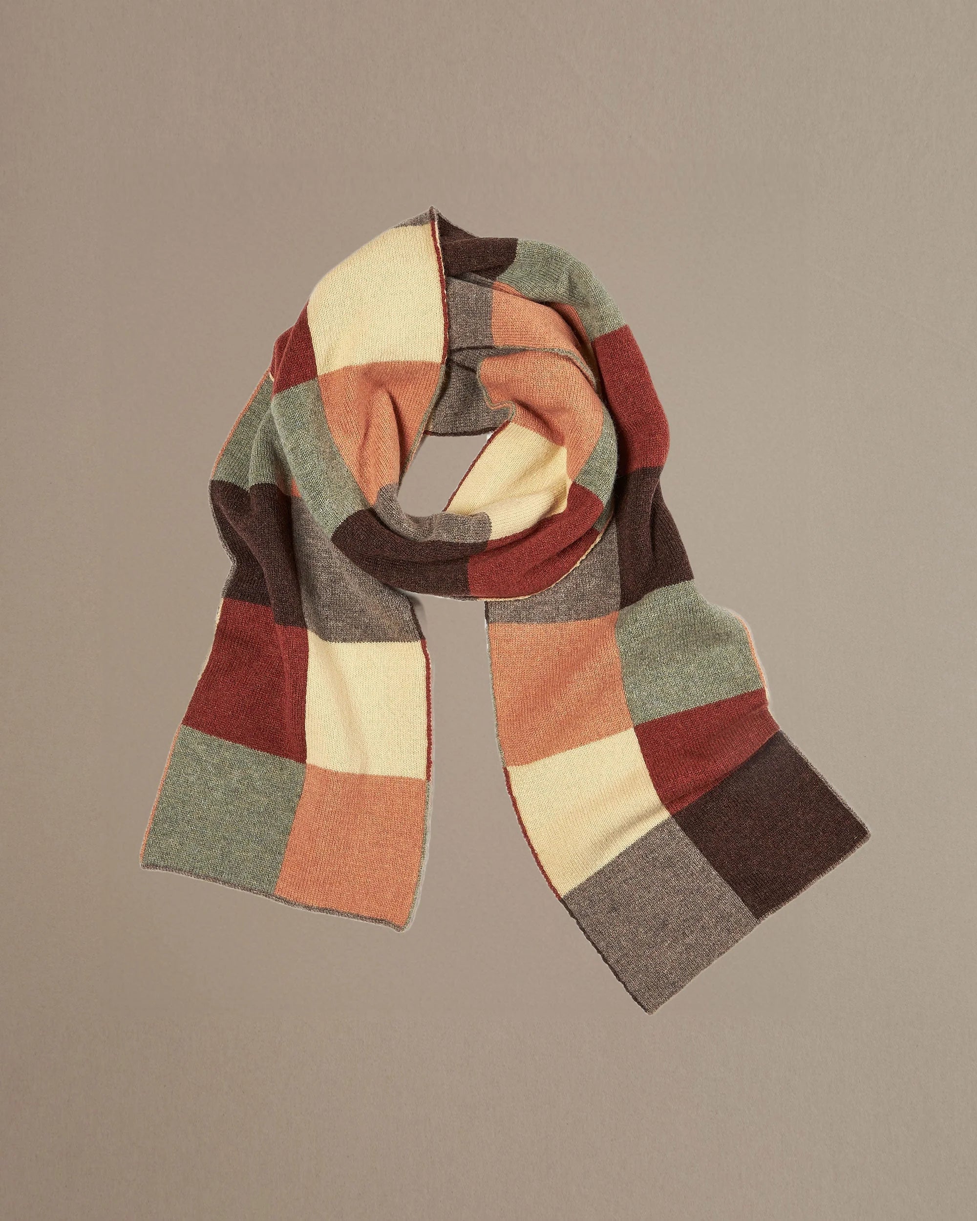 Rove Knitwear Checkerboard Scarf – Rust Multi