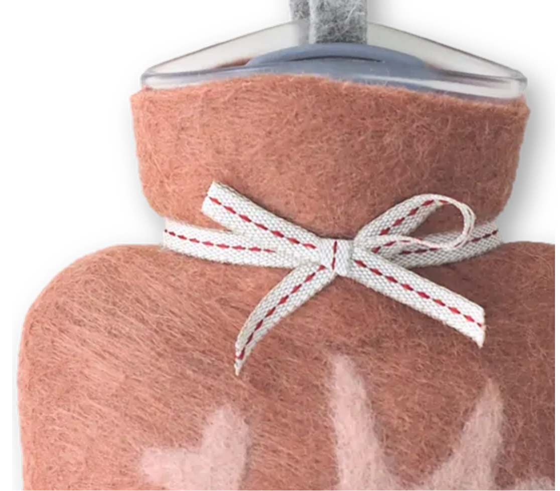 Mini Hot Water Bottle - Mon Amour - cedar wood / dusty rose