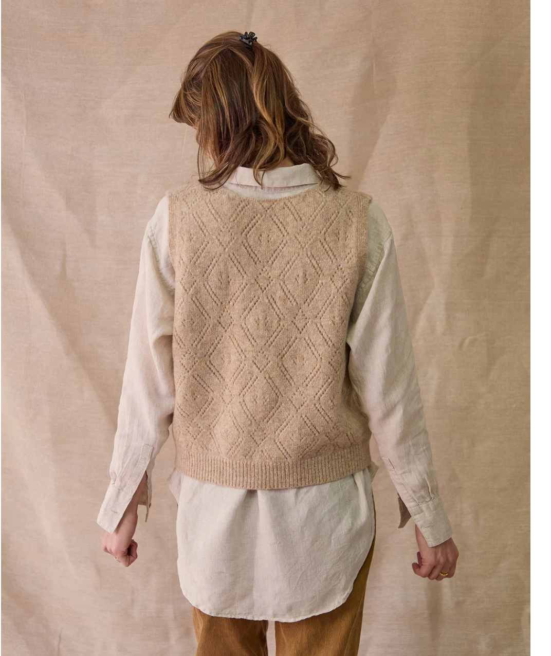 Diamond Open Knit Top Oatmeal - Rove Knitwear