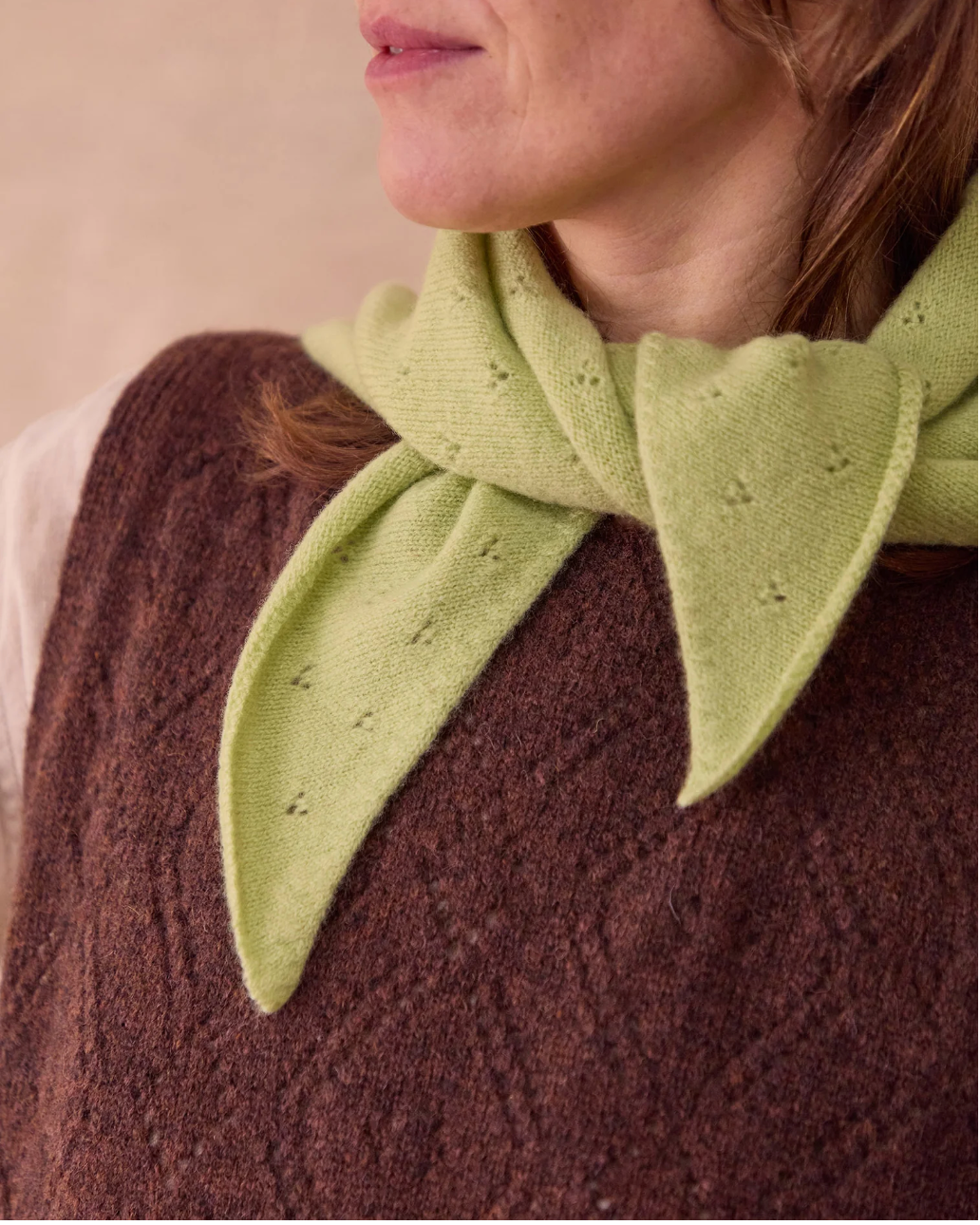 Pointelle Neckerchief in Hispi Green — Rove Knitwear