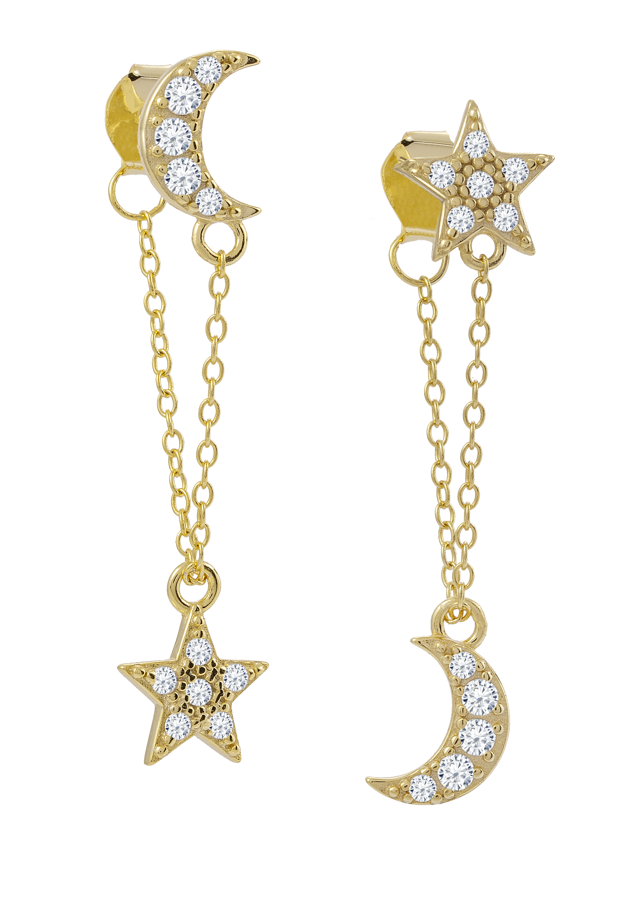 Star & Moon Drop Stud - by Atelier 18