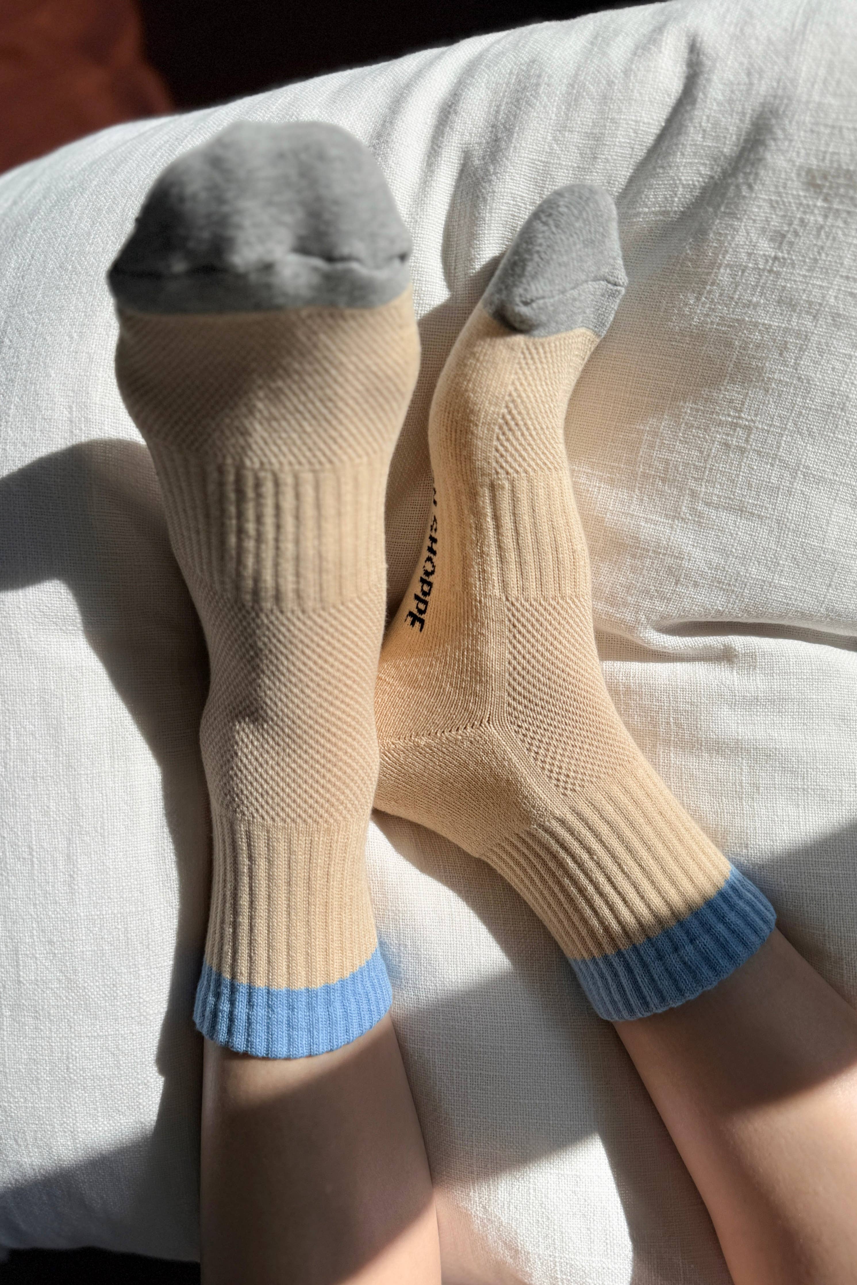 Color Block Girlfriend Socks: Yellow Blue - Le Bon Shoppe