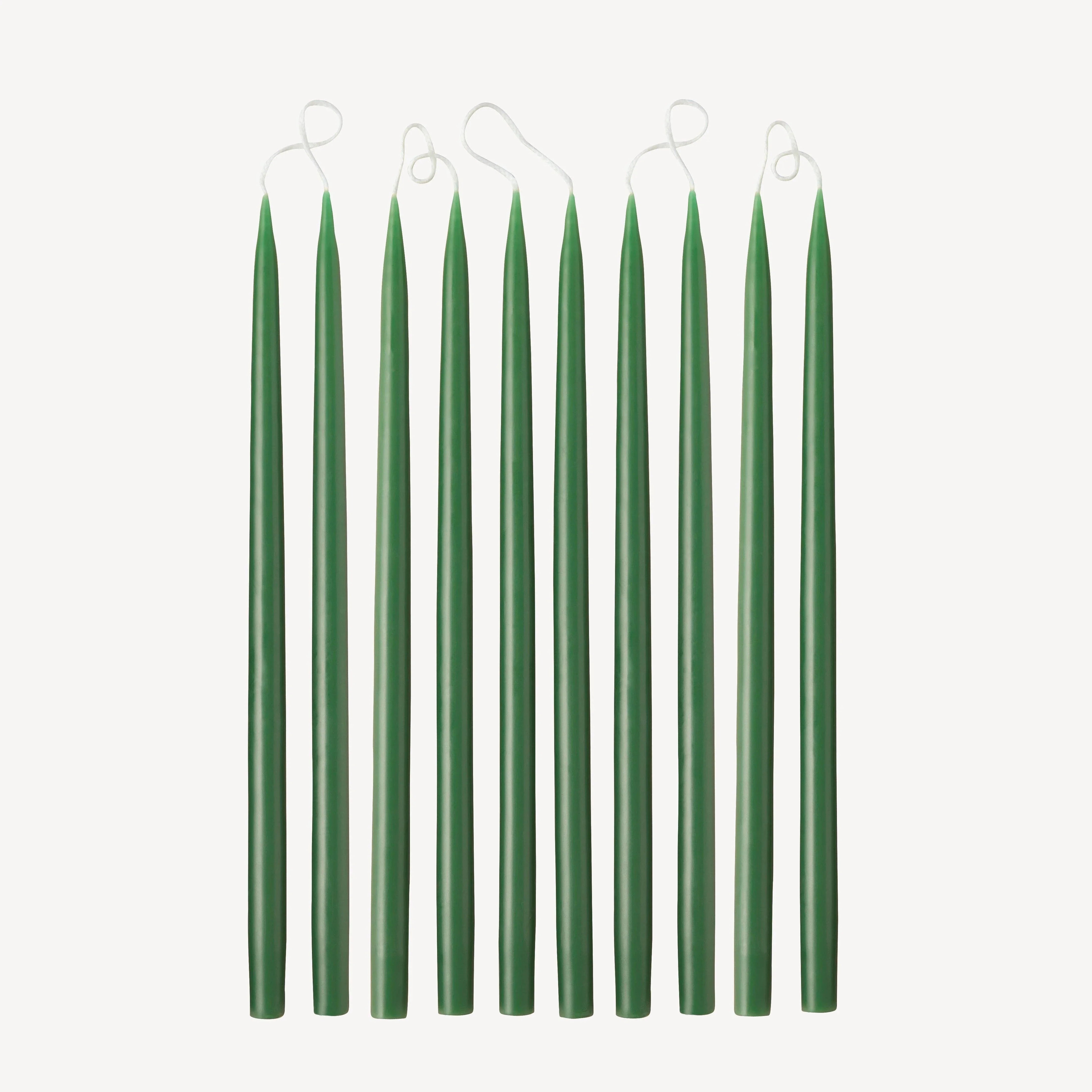Candle Kiosk green taper candles set, premium wax, elegant modern design