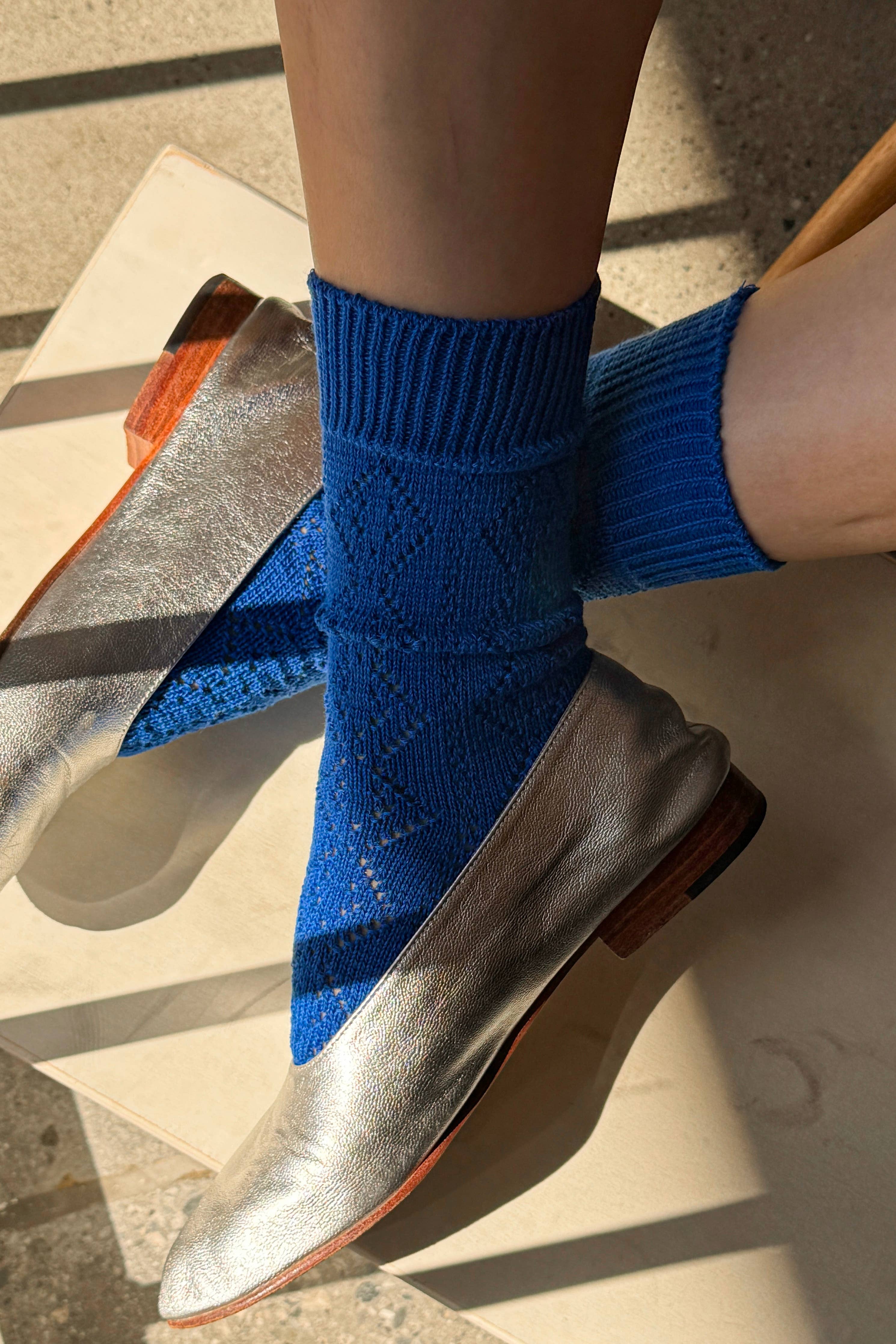 Modal Eyelet Socks (wholesale): Brown