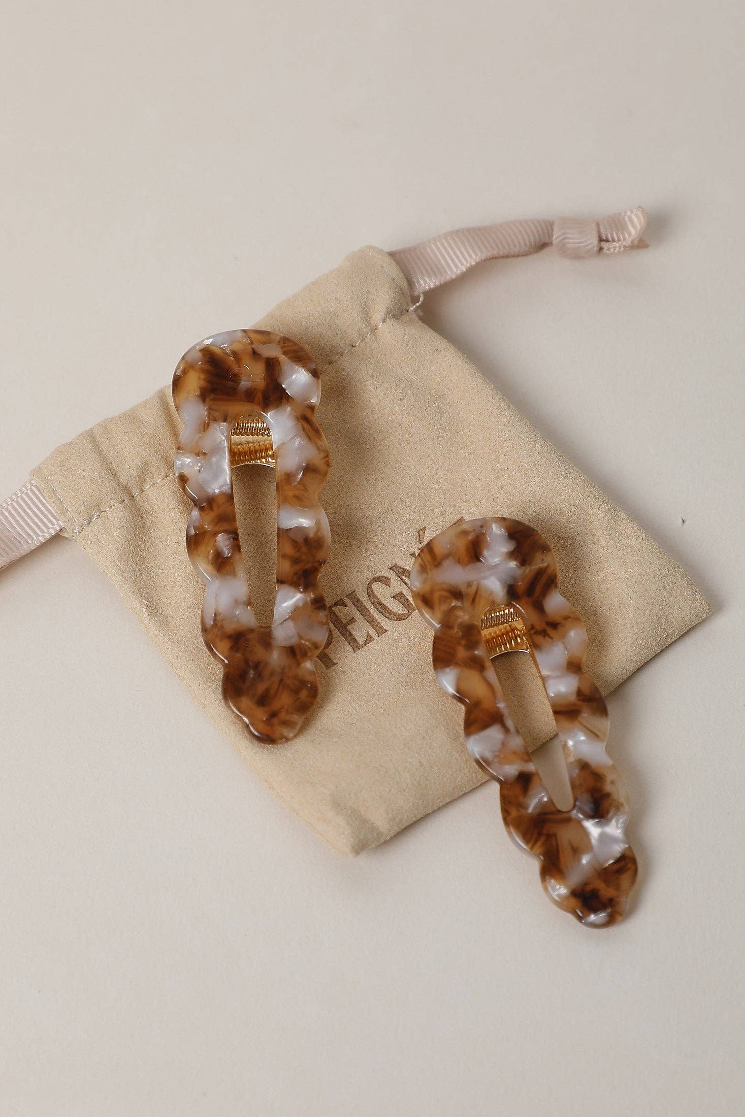 Signature Hair Clips - Affogato (Pair) - Peignee Paris