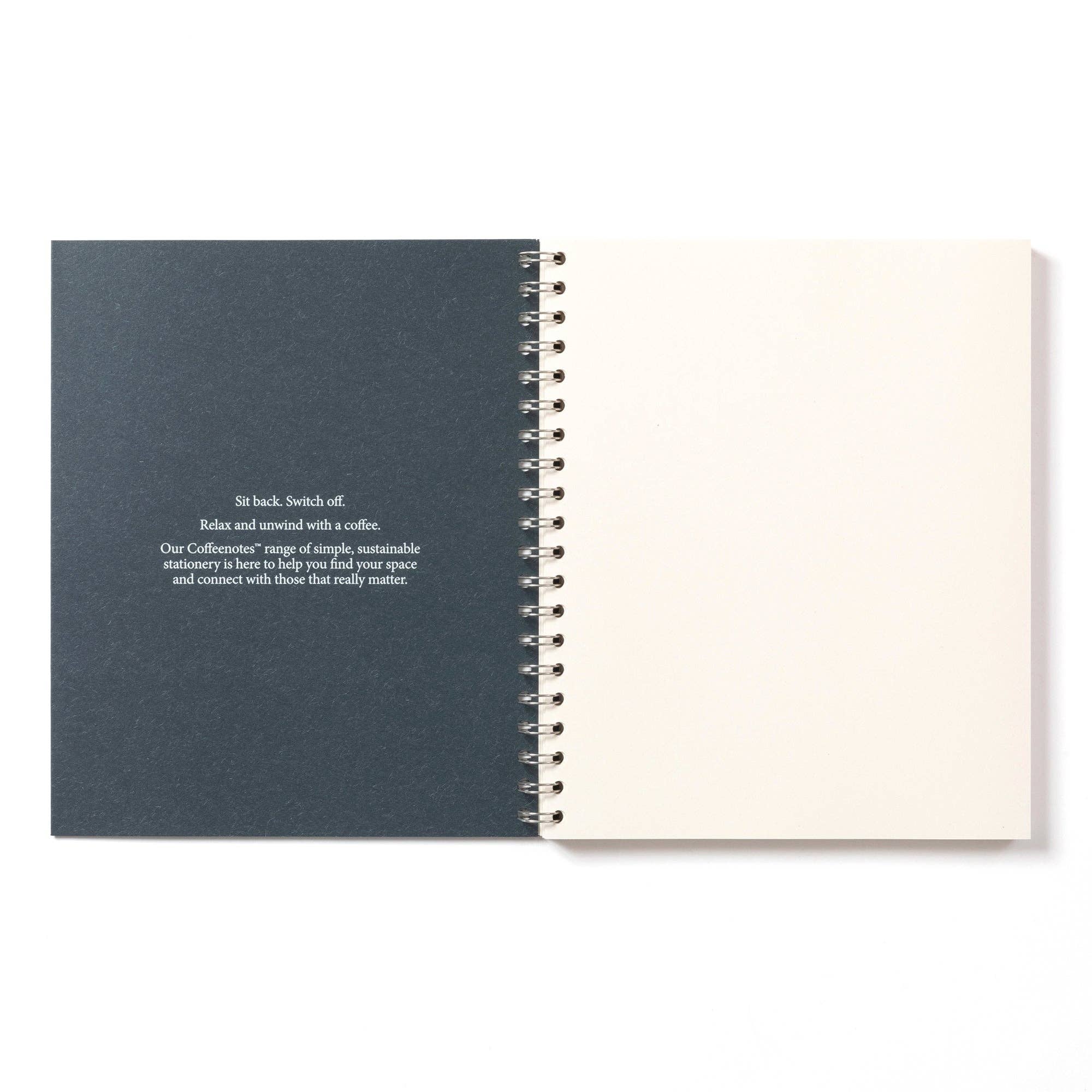 Navy Wool Wirebound Notebook (Plain): Grande - Coffeenotes