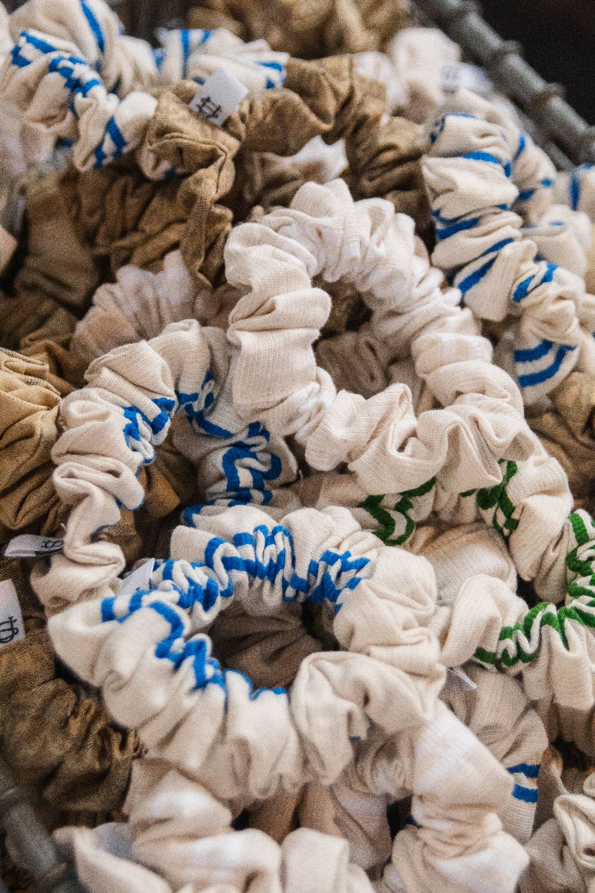 Japanese Cotton Scrunchies - Cut, Sewn, and Finished in NY: GREEN STRIPE