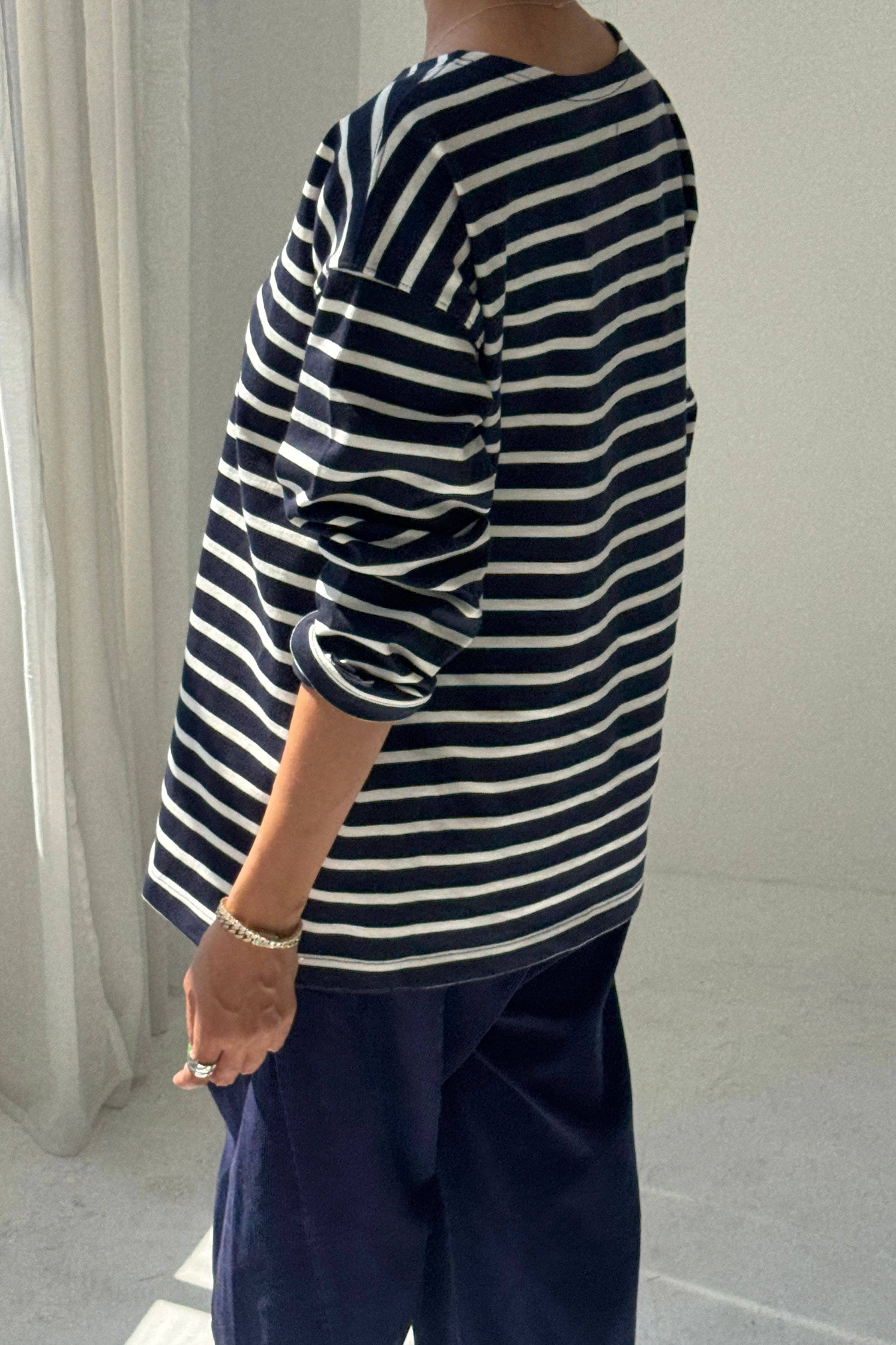 Marseille Top White Stripe On Navy - Le Bon Shoppe