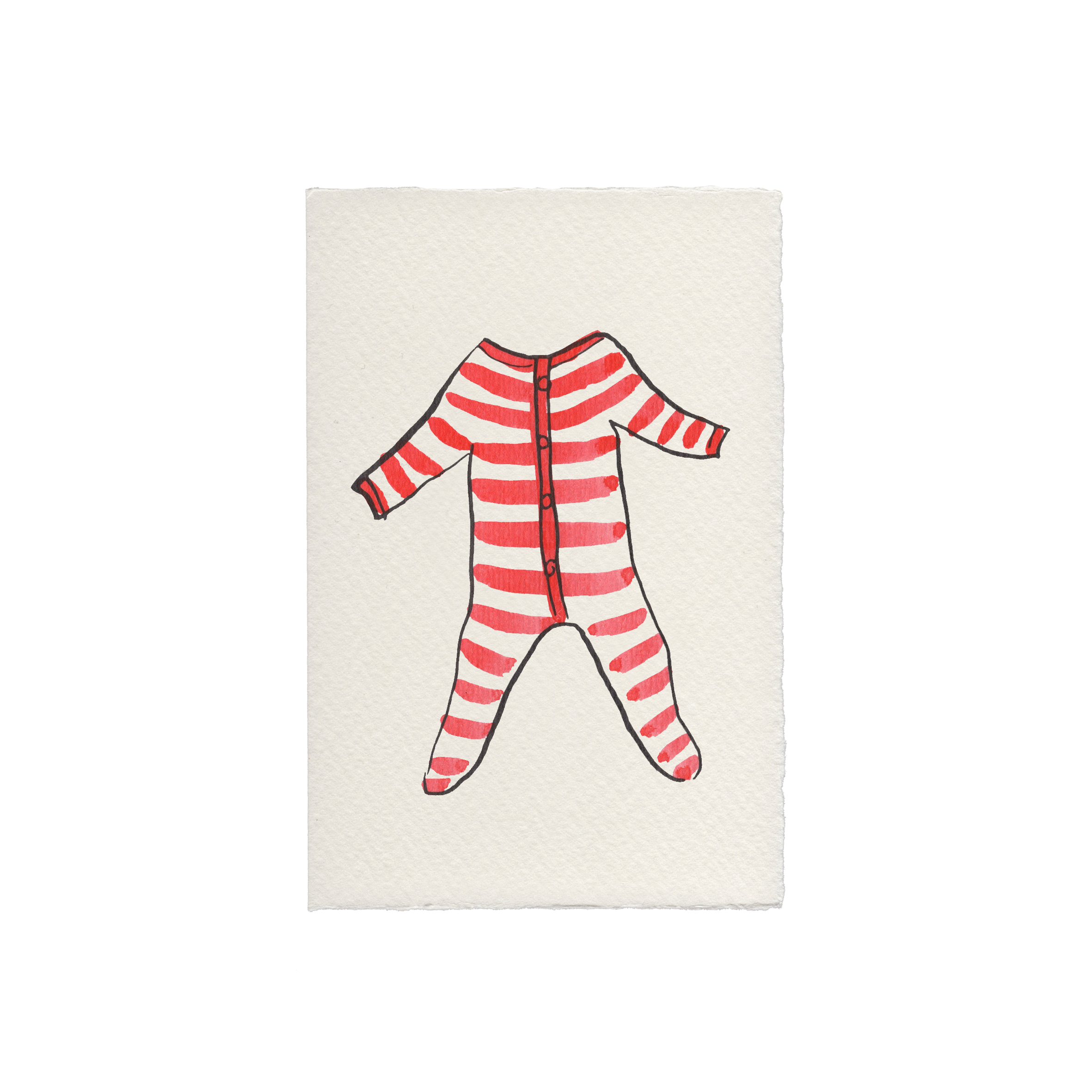 Striped Babygro Baby Card: Pink