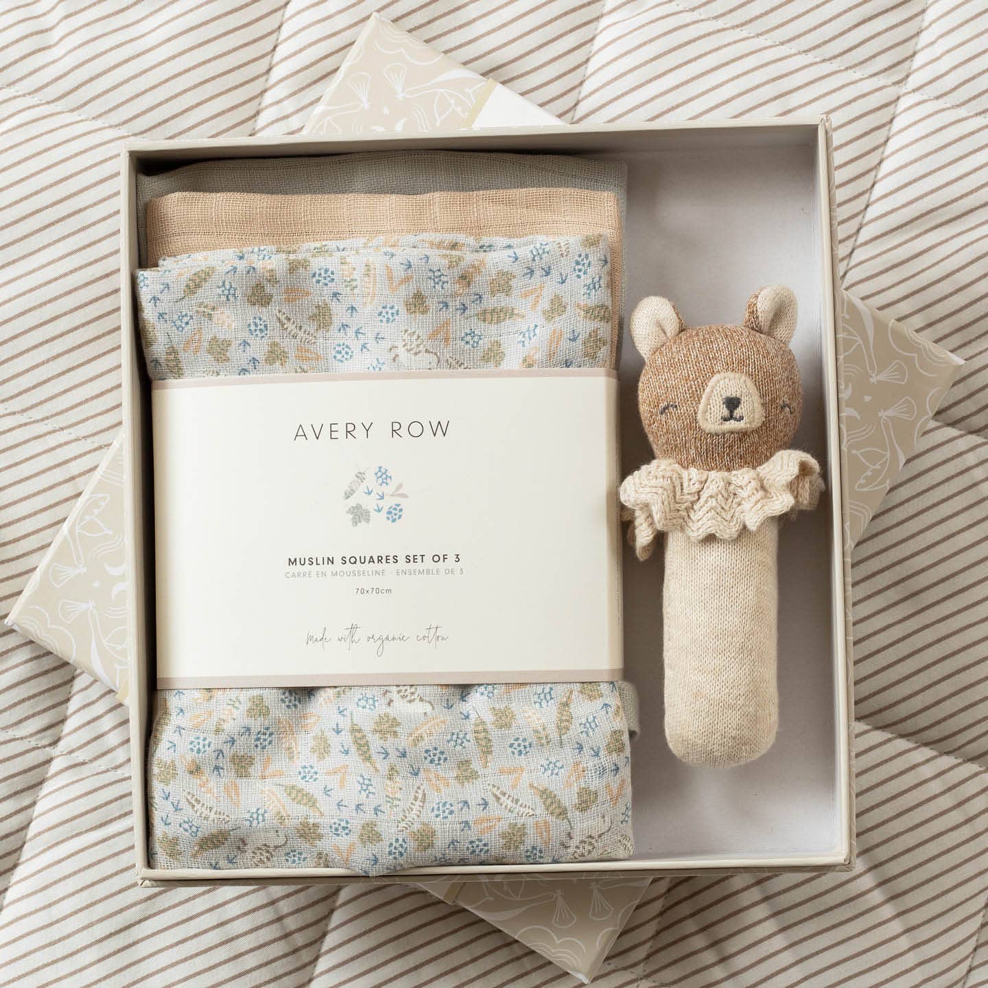 Avery Row Rattle & Care New Baby Gift Set – Nature Trail