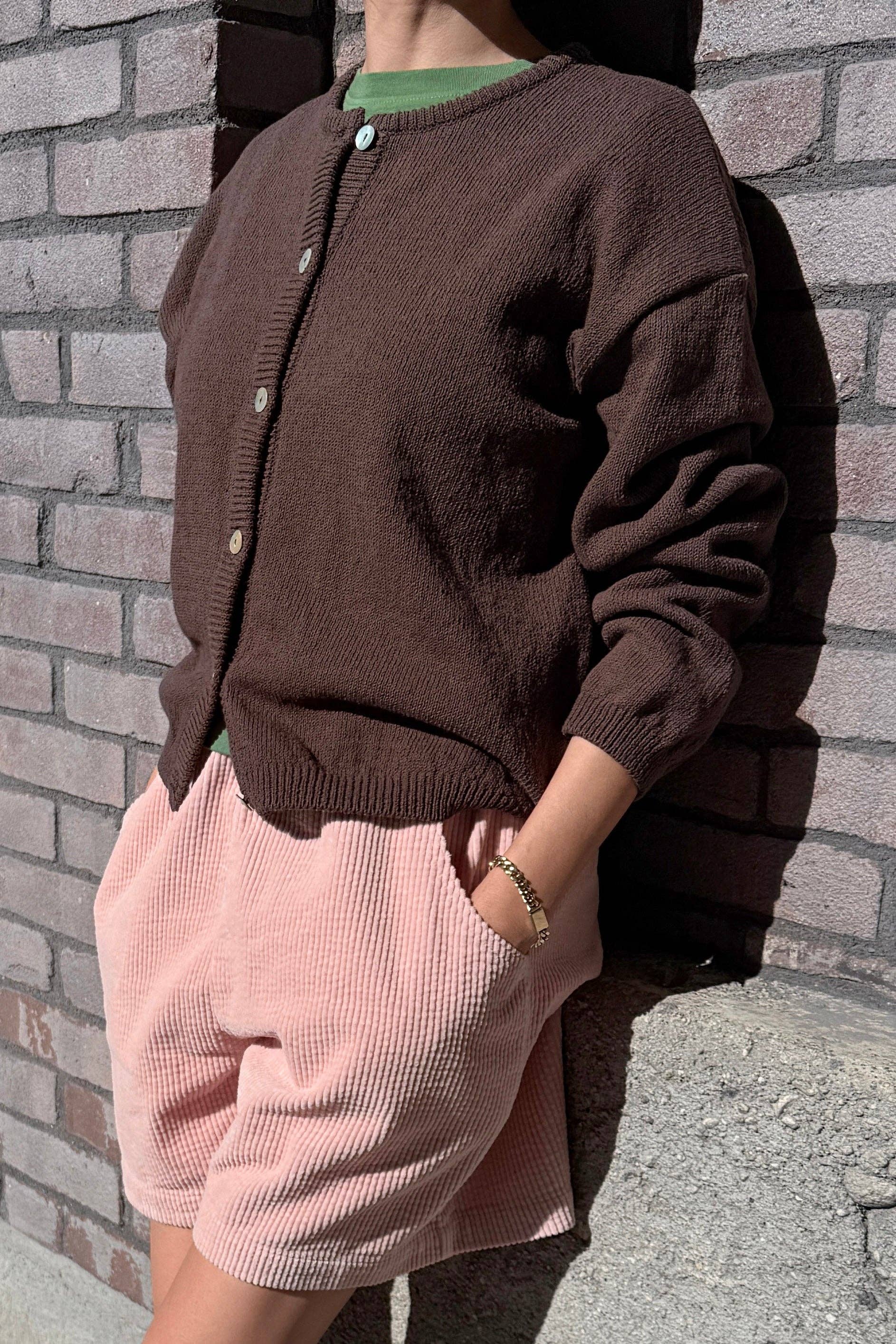 Leila Cotton Cardigan Brown - Le Bon Shoppe