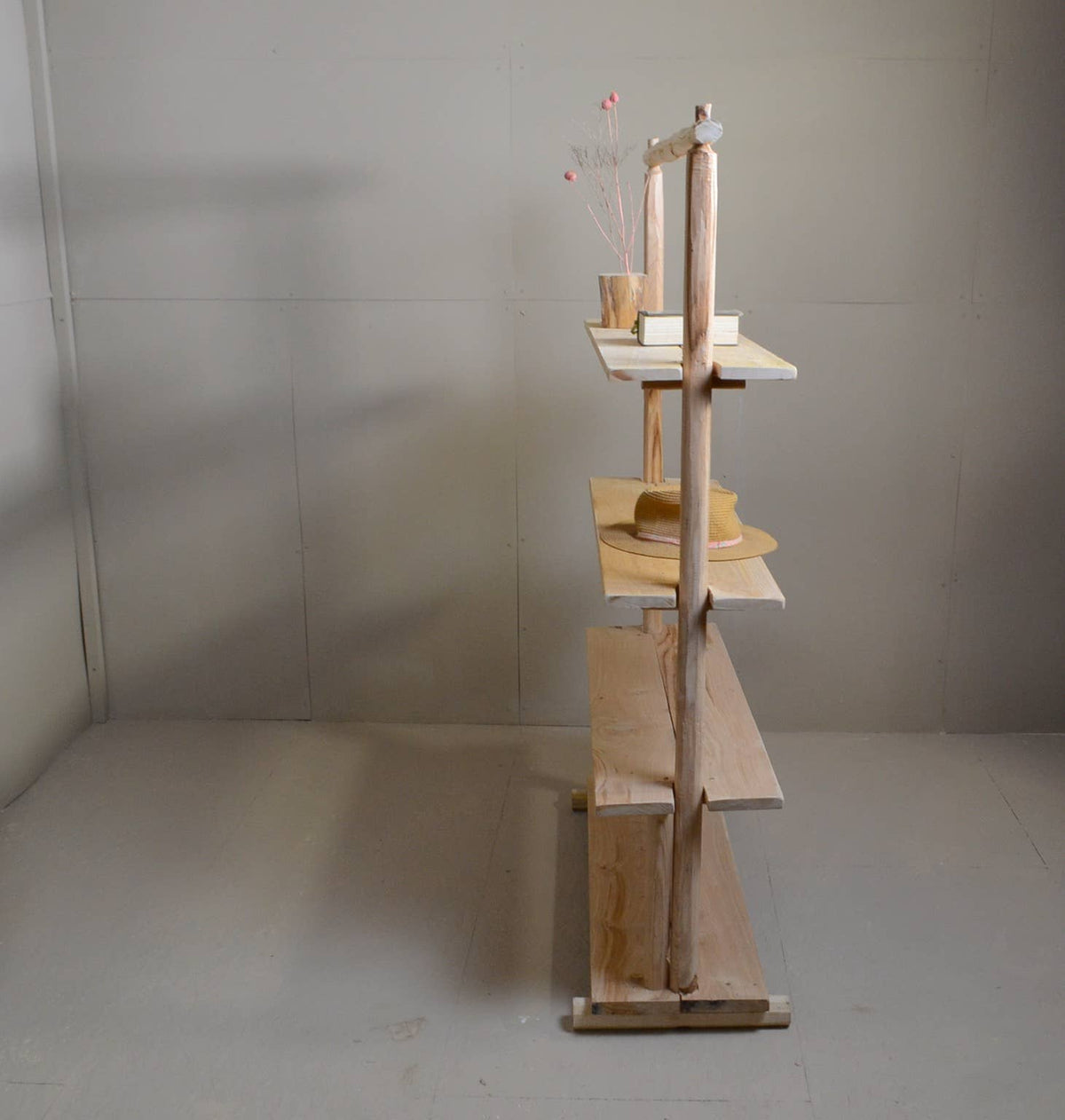 Rustic Wooden Shelf | Freestanding Display Shelf : 170 cm / 3