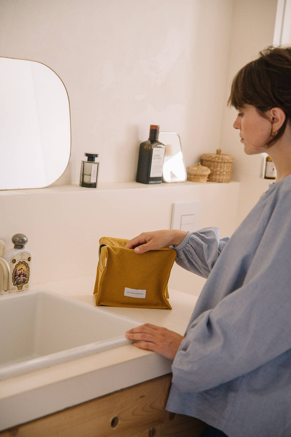 Les Pensionnaires Cube Toiletry Bag in Saffron Yellow