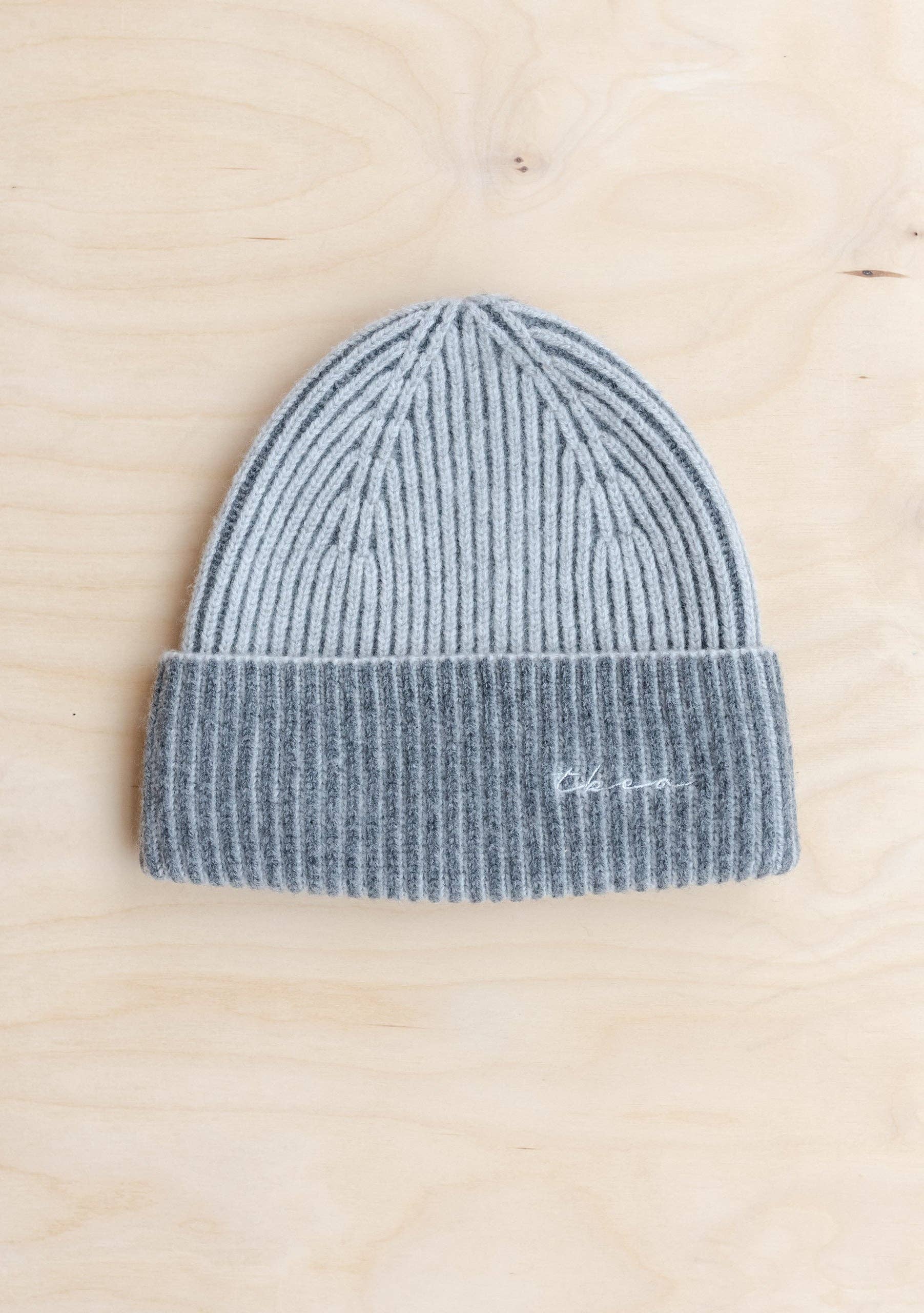 Cashmere & Merino Beanie in Charcoal Two-Tone -  TBCo