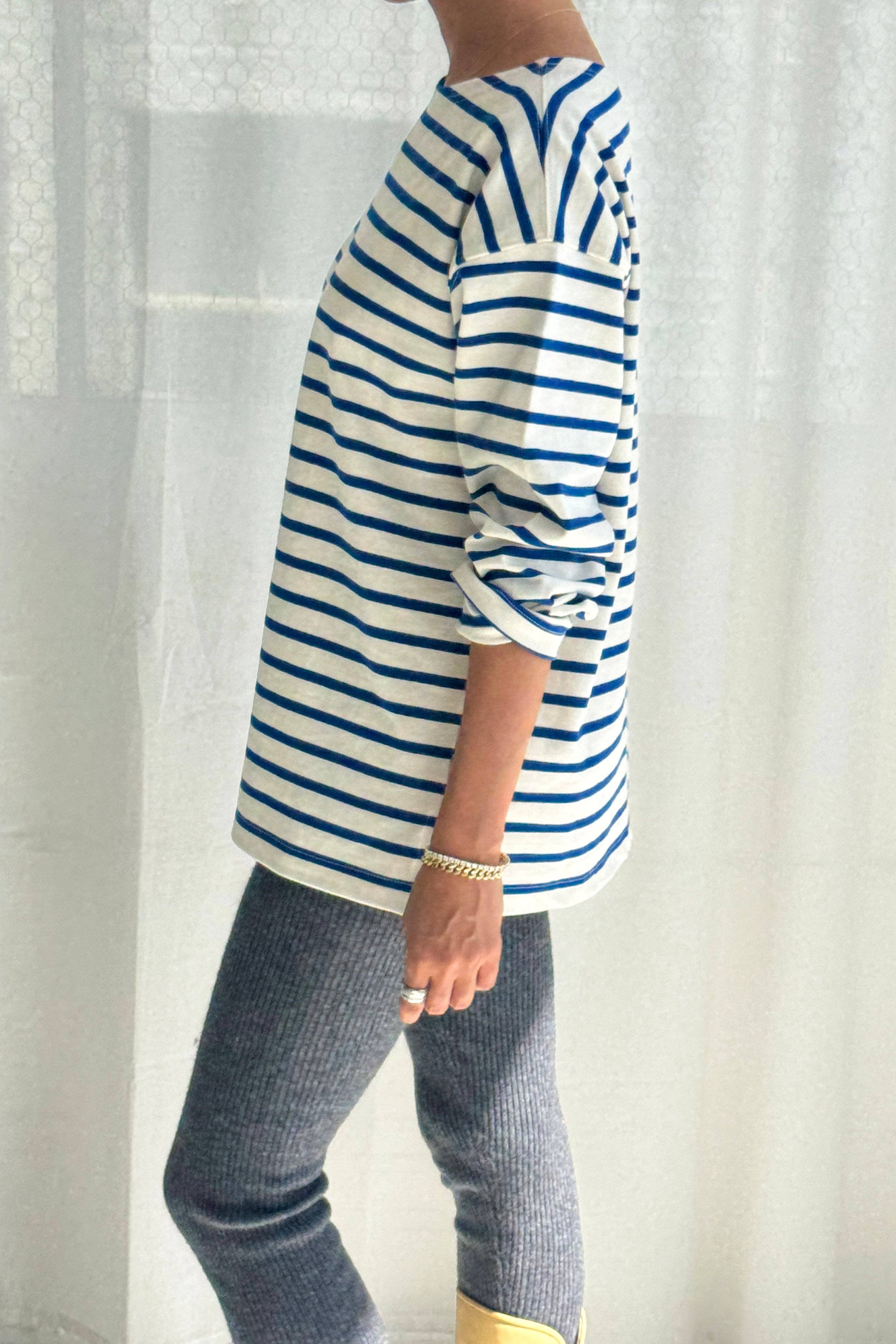 Marseille Top : Navy Stripe On Cream - Le Bon Shoppe