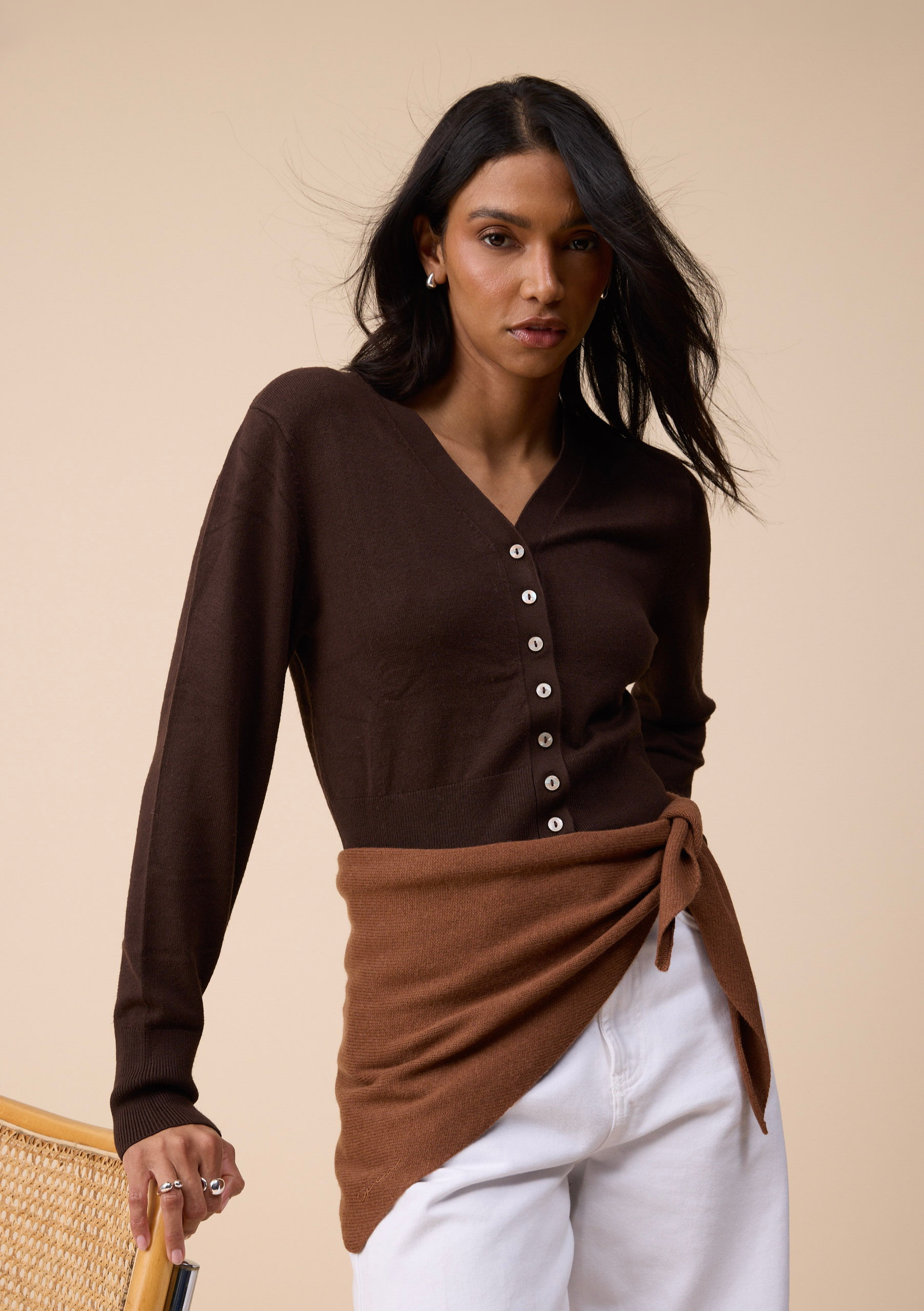 TBCo Merino Wool Triangle Scarf in Brown