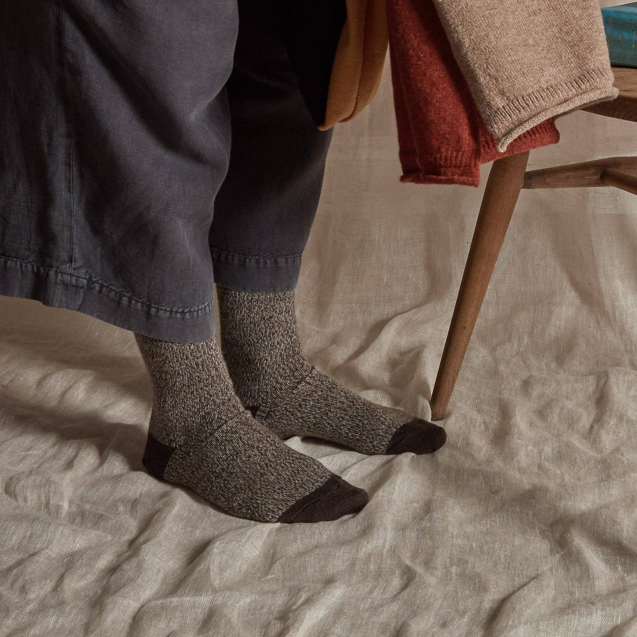 Fine Merino Wool Socks | Brown Marl: UK 4-7 - Rove Knitwear