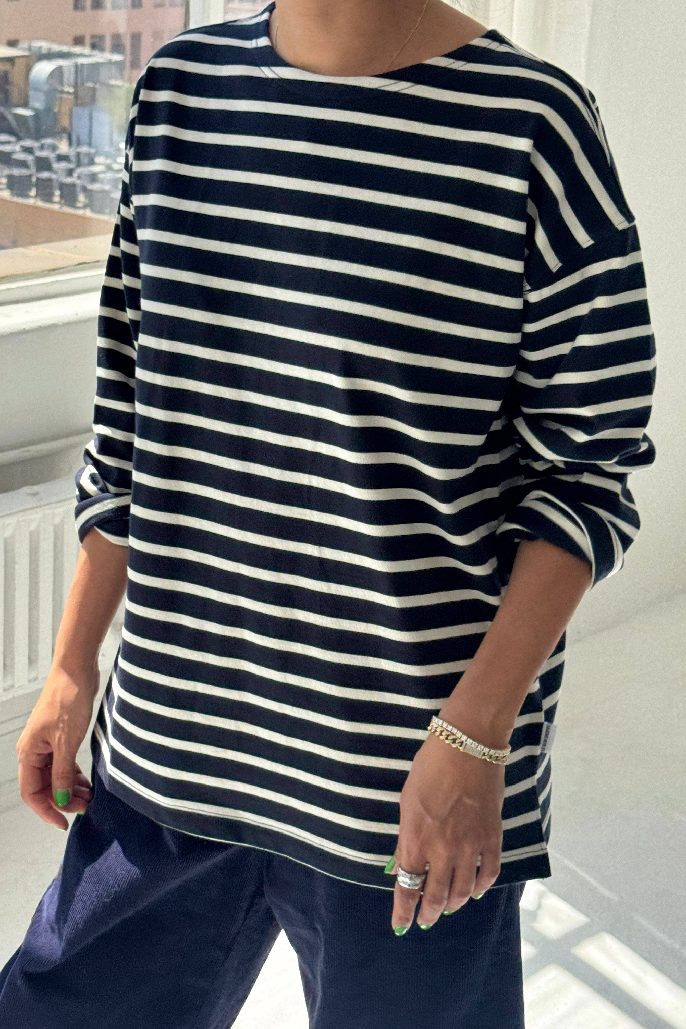 Marseille Top White Stripe On Navy - Le Bon Shoppe