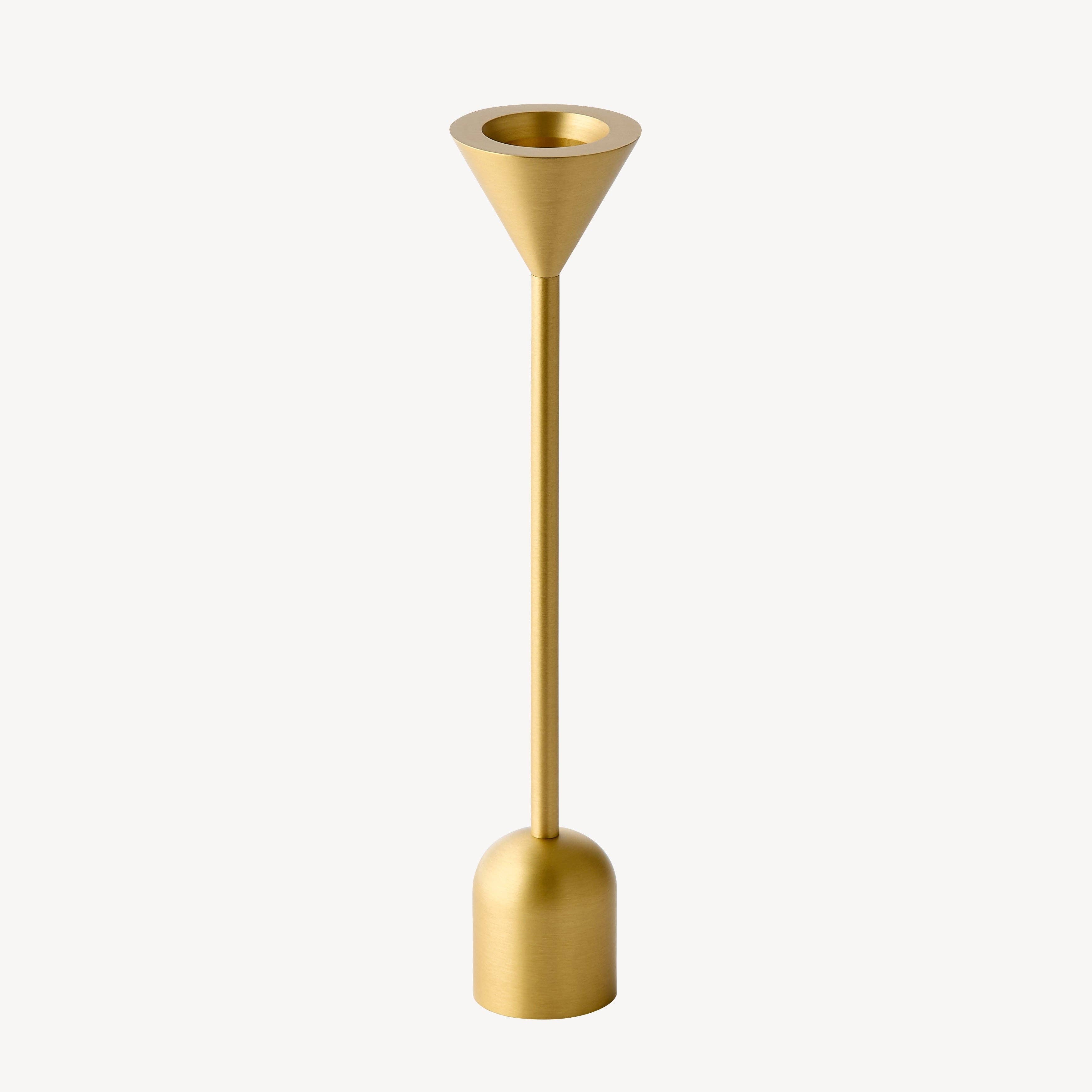 Reversible Totem Dinner Candle Holder - Small, Satin Brass