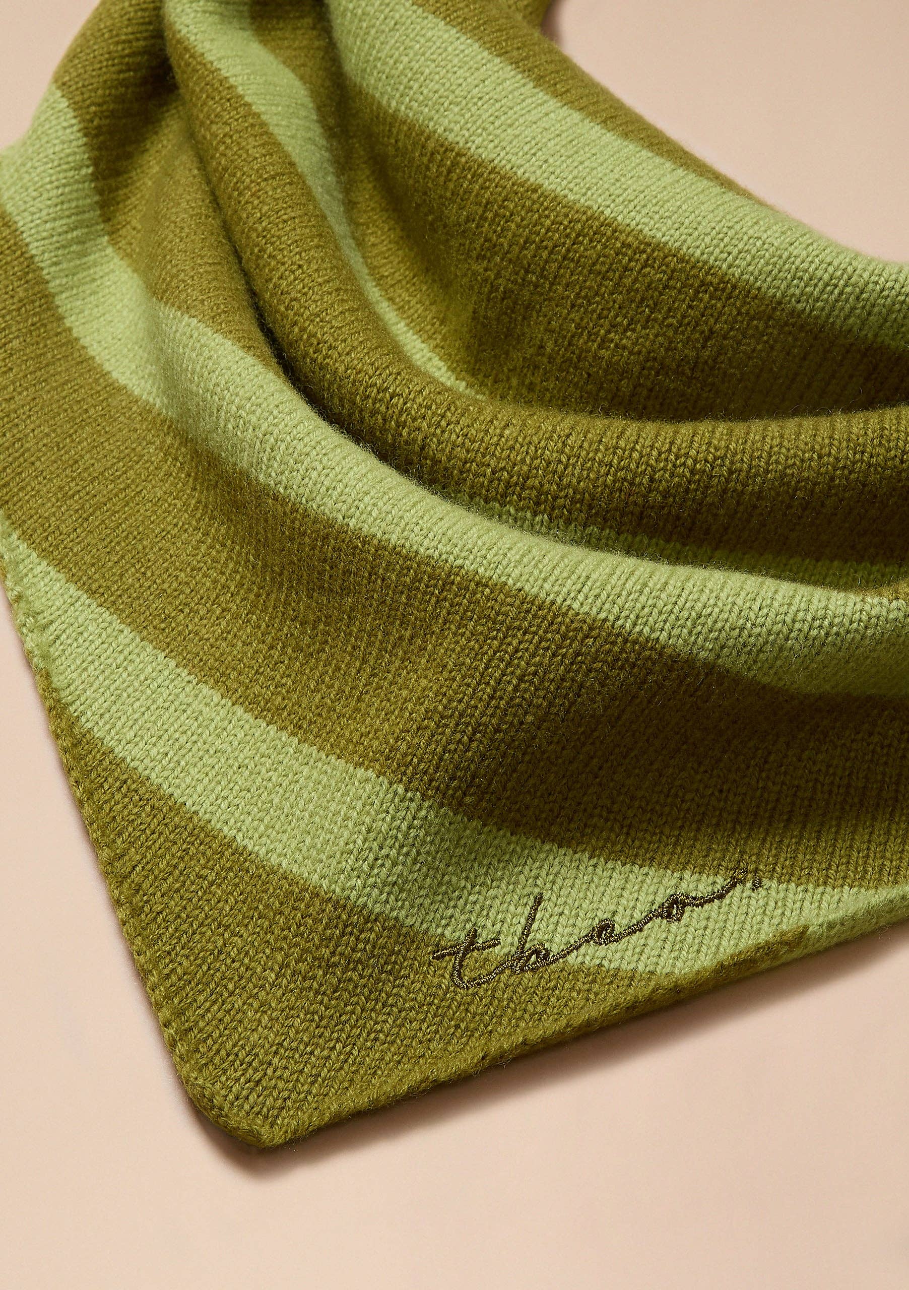 TBCo Merino Wool Triangle Scarf in Green Stripe