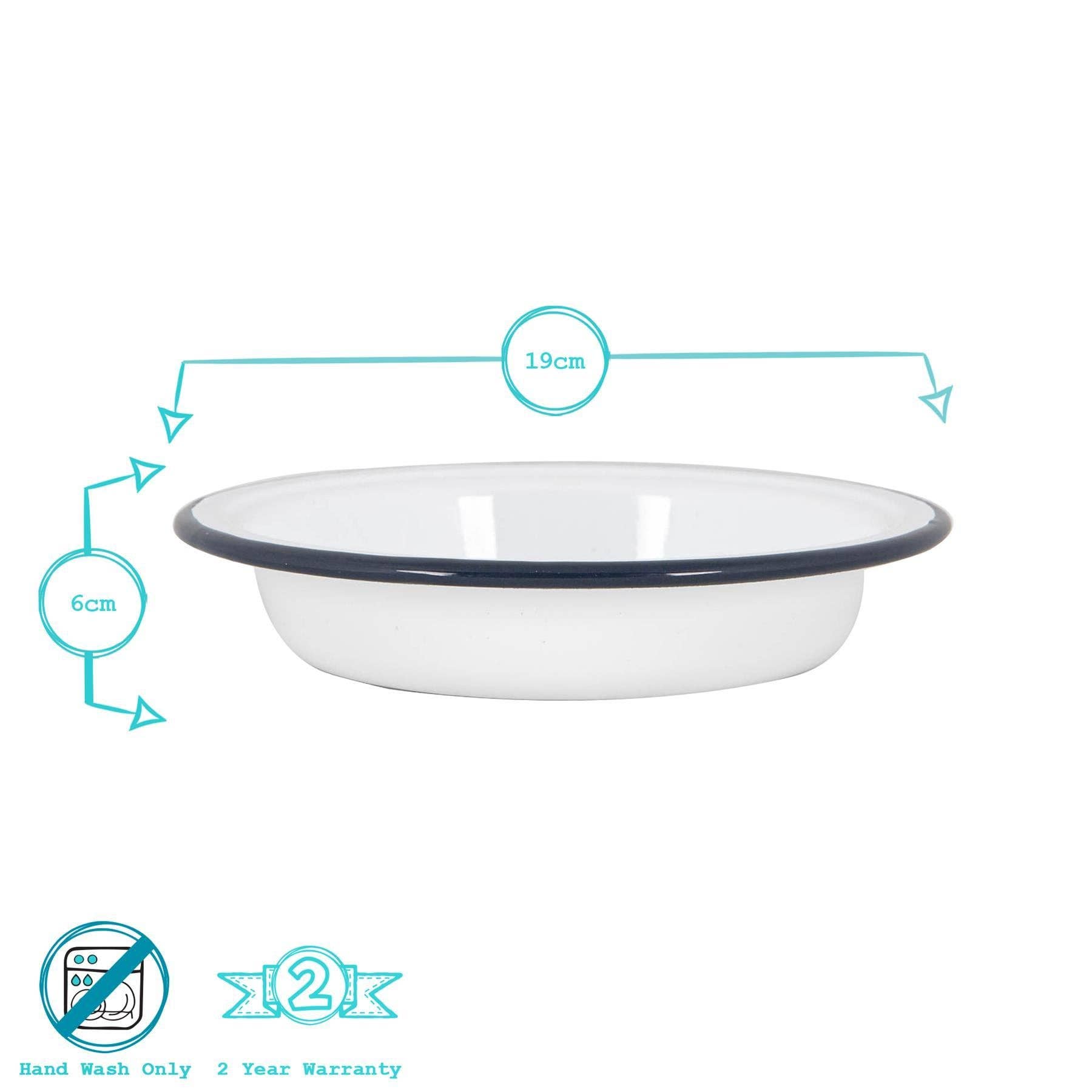 Argon Tableware White Enamel Deep Bowl - 19cm - Navy