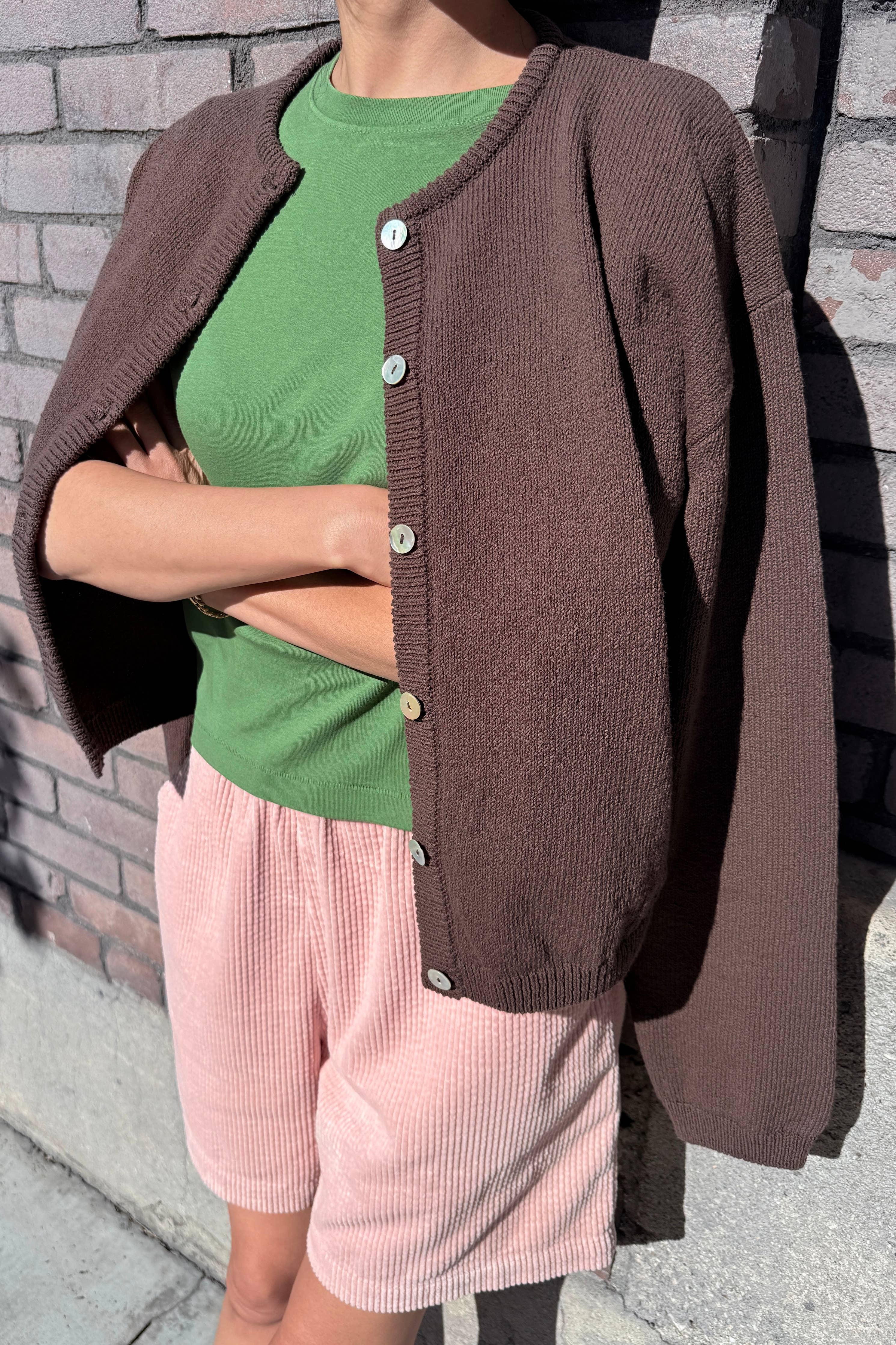 Leila Cotton Cardigan Brown - Le Bon Shoppe