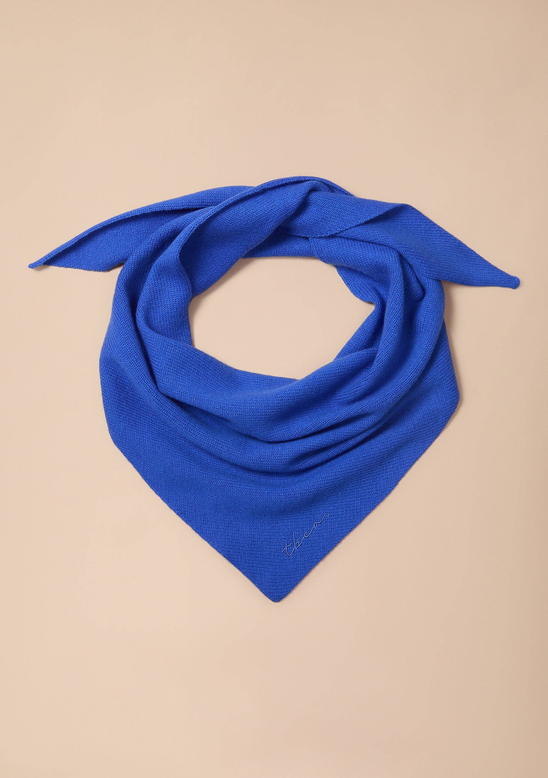 TBCo Merino Wool Triangle Scarf in Cobalt Blue