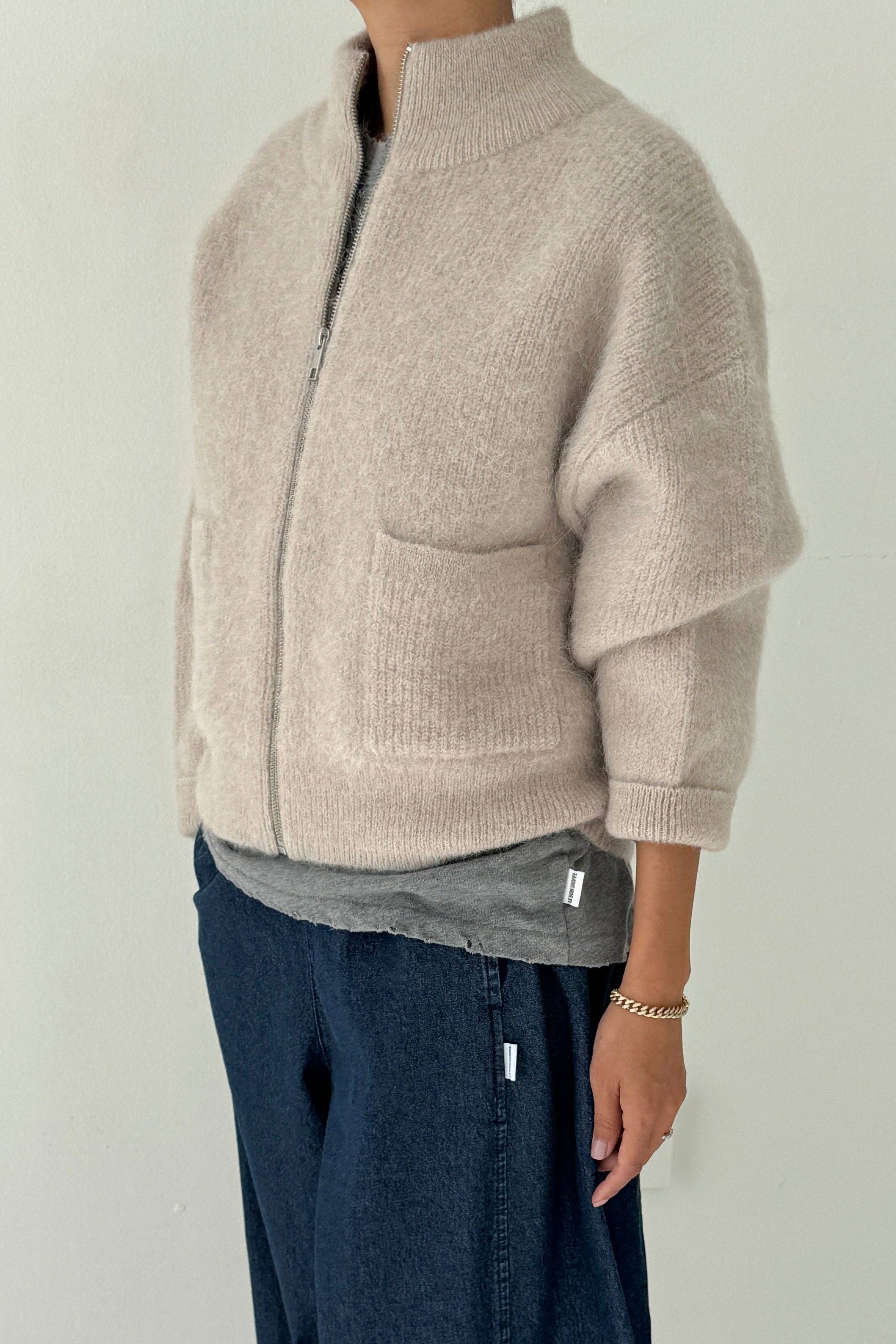 Le Bon Shoppe Alpaca Zip Front Jacket : Smoke