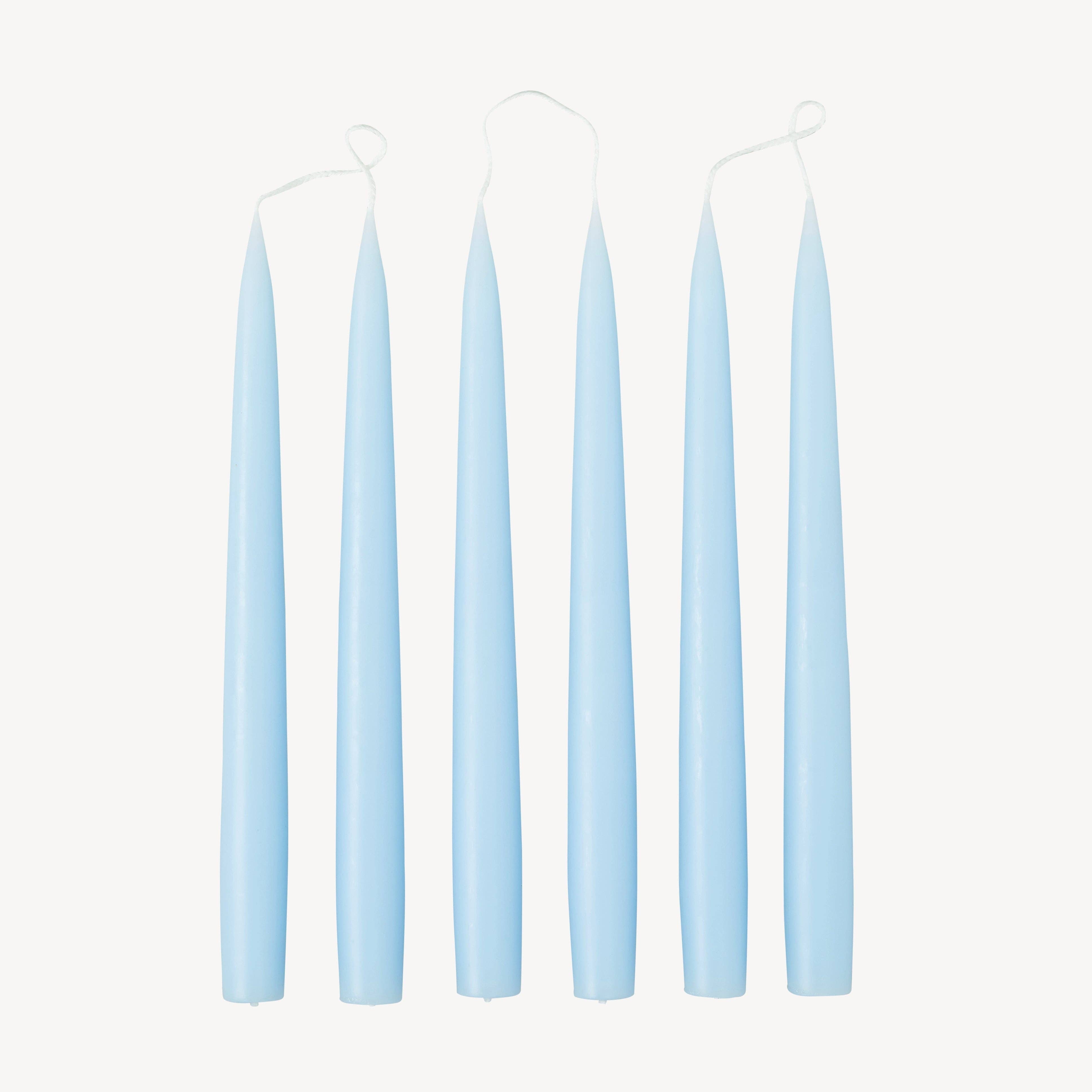 Box of 6 Candles - Taper 25 - Pale Blue