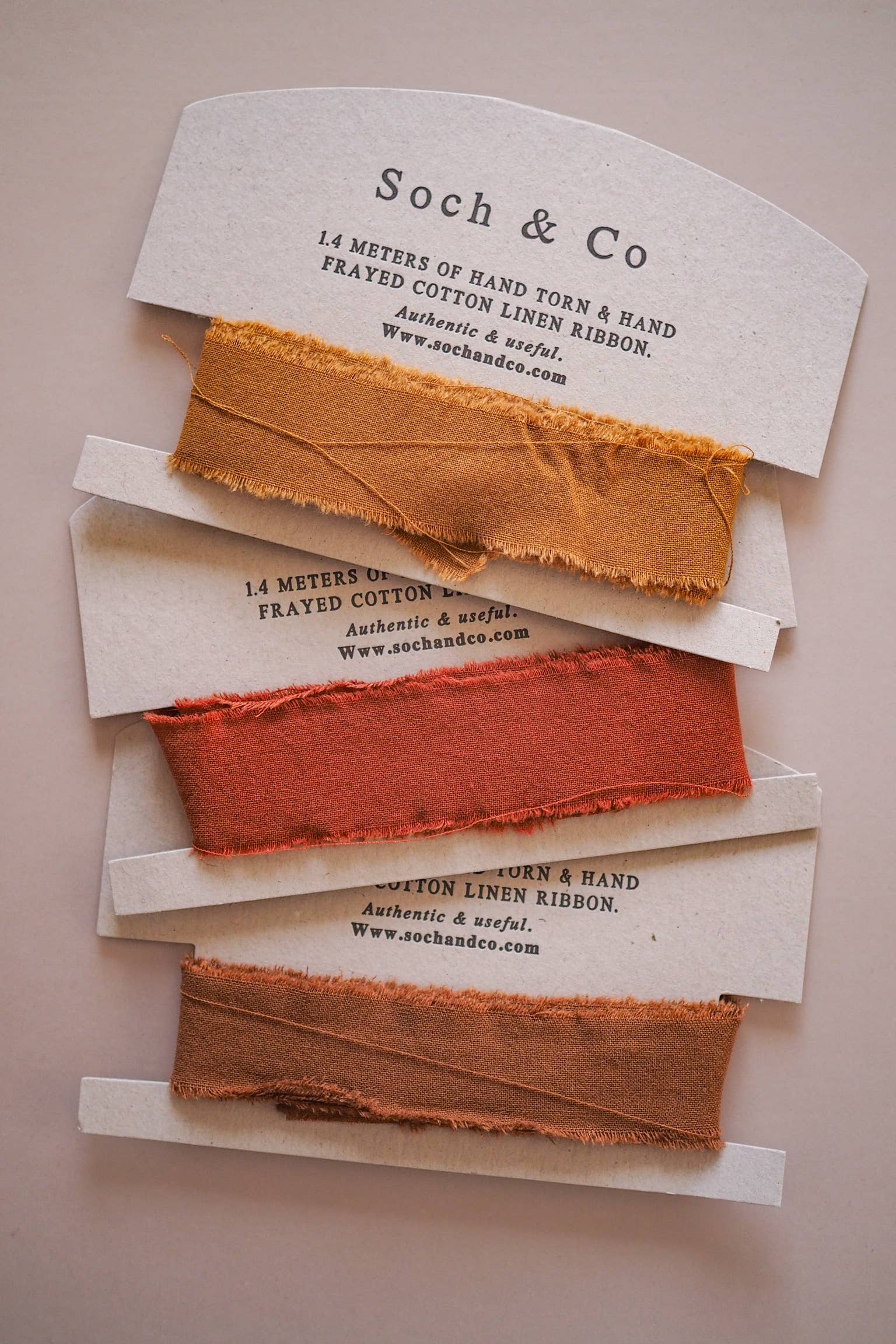 Hand frayed linen ribbon: Moss