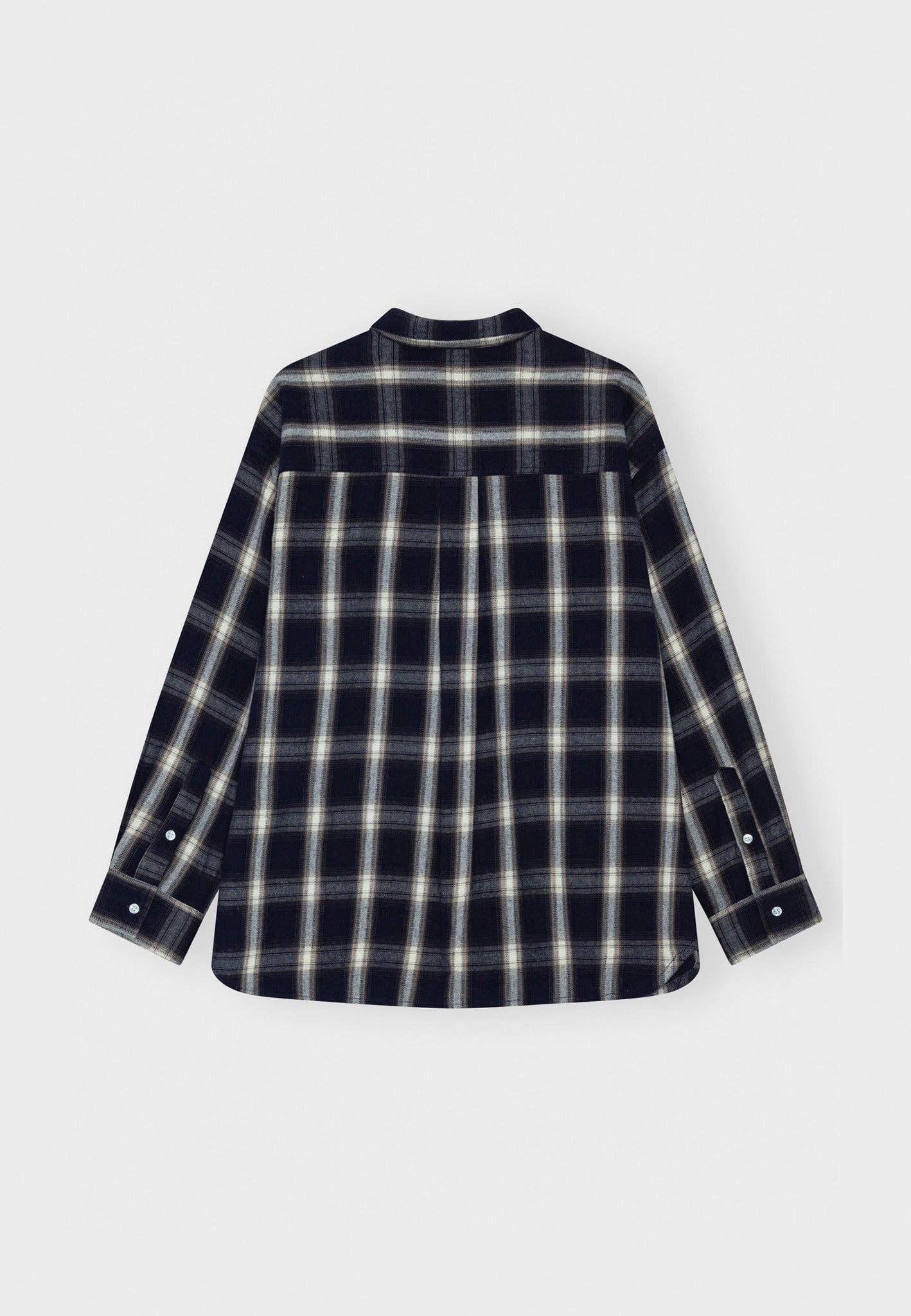 Two shirt check: Dark navy / grey / ecru / L