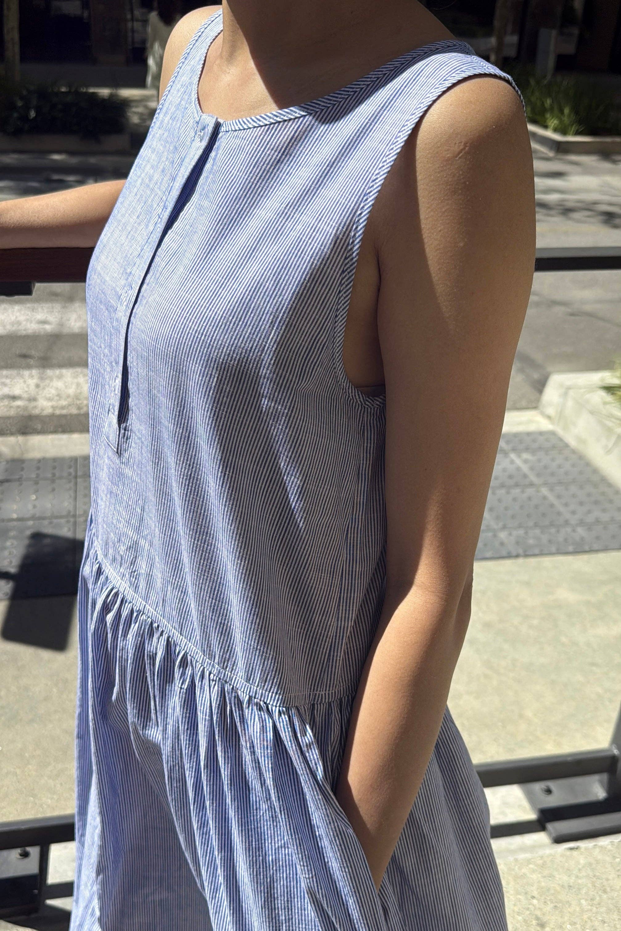 Marianne Dress in Blue Stripe — Le Bon Shoppe
