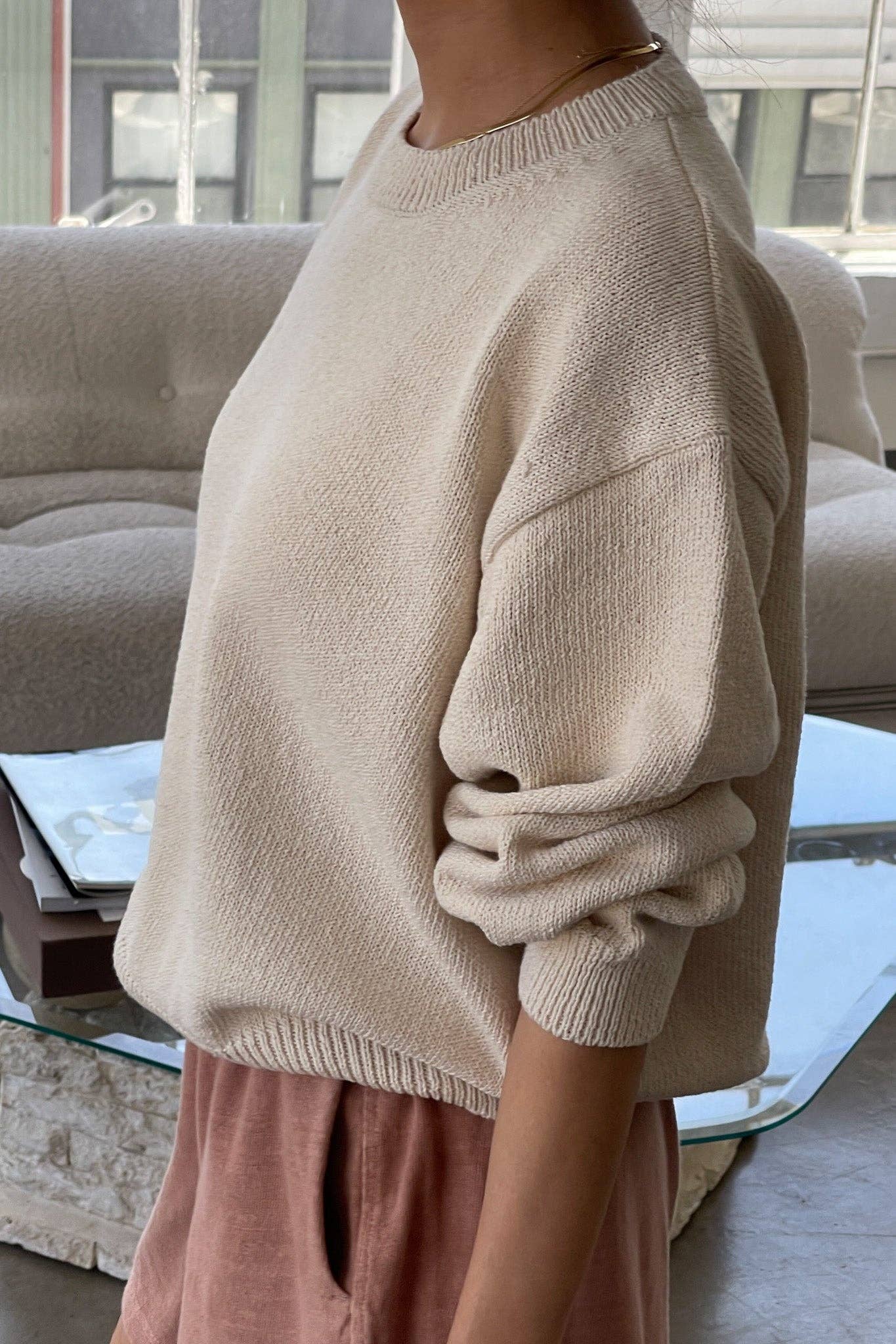 Milo Cotton Sweater Naturel - Le Bon Shoppe