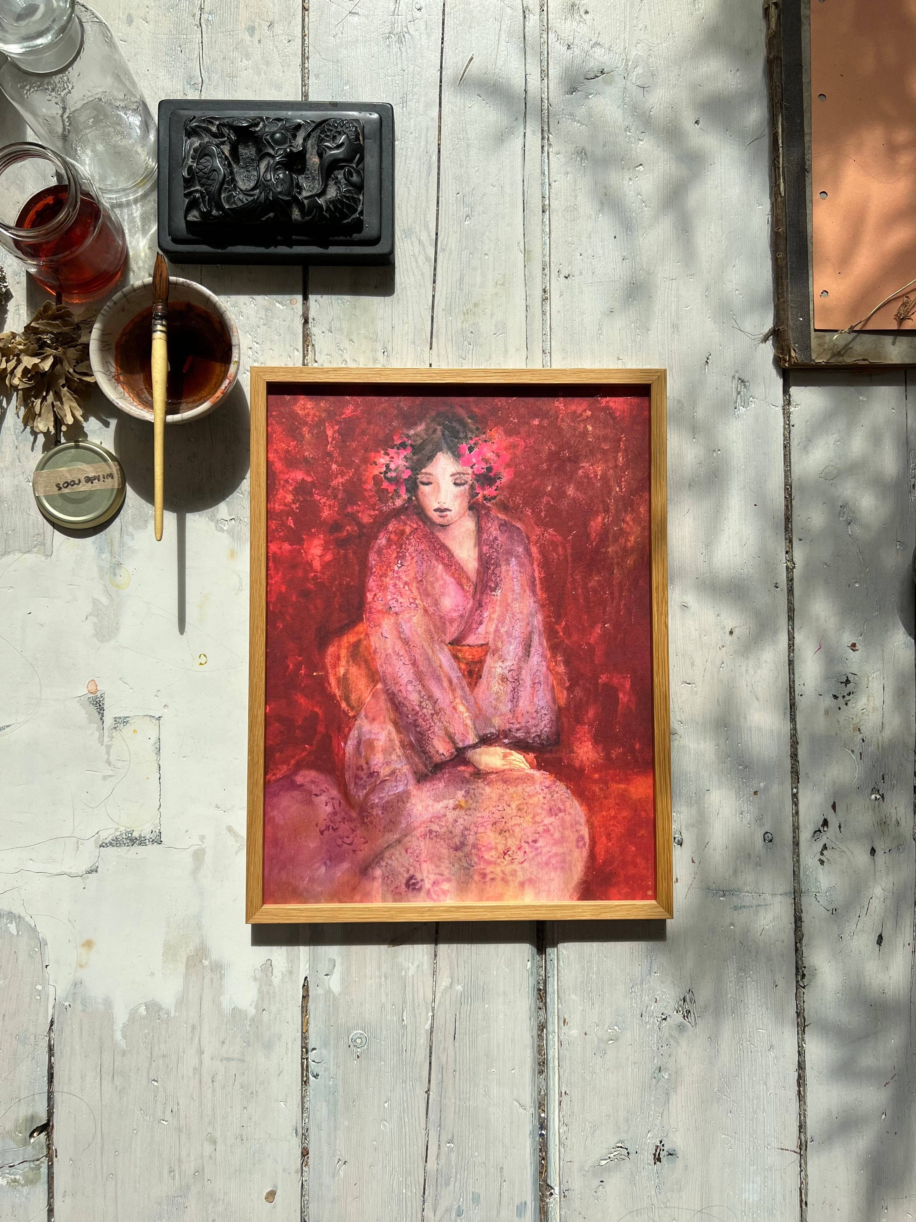 Framed Art Print "Fleurs Japonaises": 70cm x 100cm Tinystories