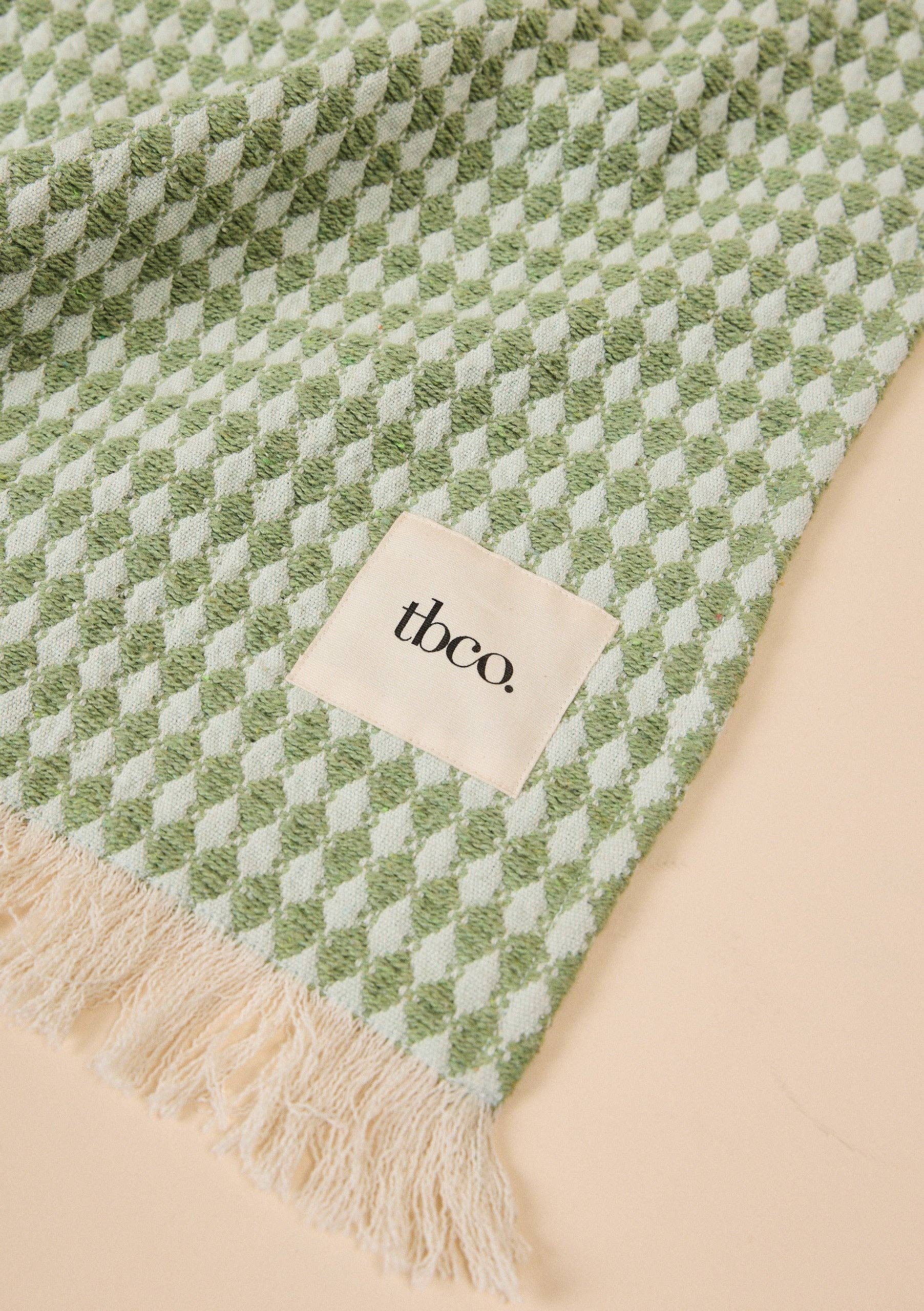 Cotton Throw in Green Argyle - TBCo