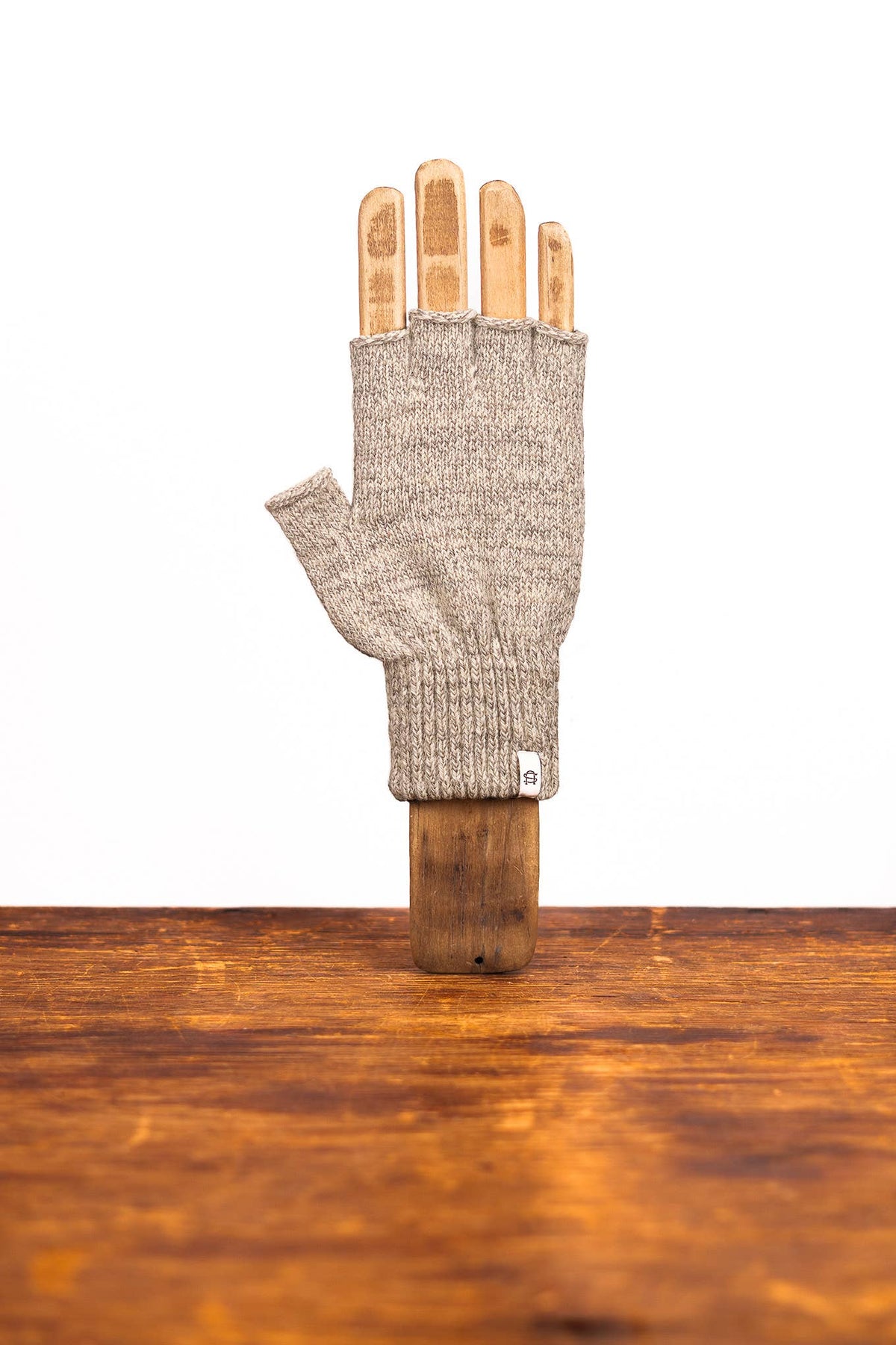 NEW Upcycled Wool Oatmeal Melange Fingerless Ragg  Gloves: No Deer / S/M