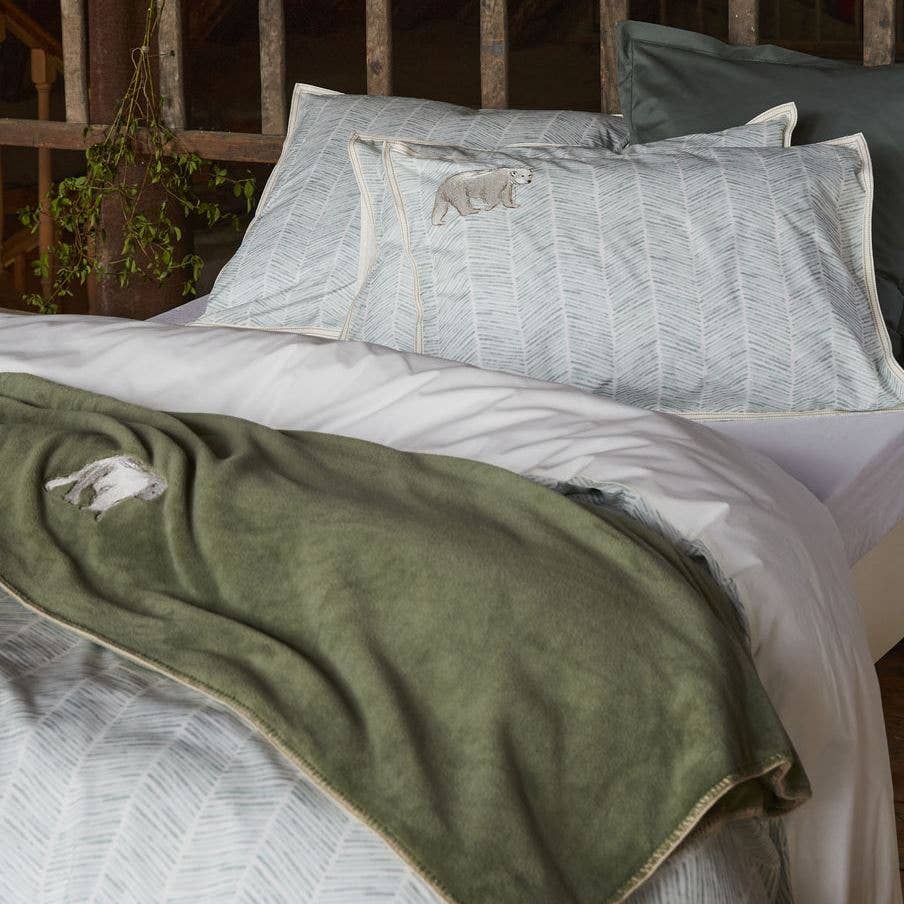 Embroidered polar blanket Spitzberg : 150x150 cm