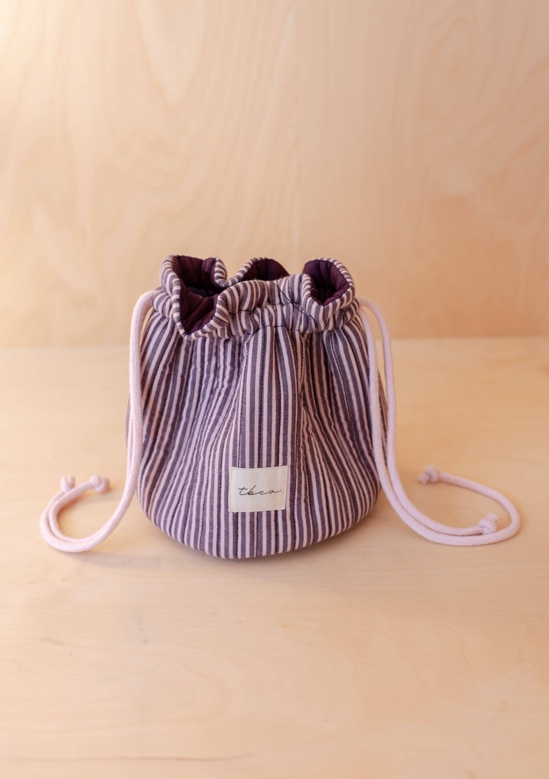 Cotton Wash Bag in Burgundy Stripe - TBCo