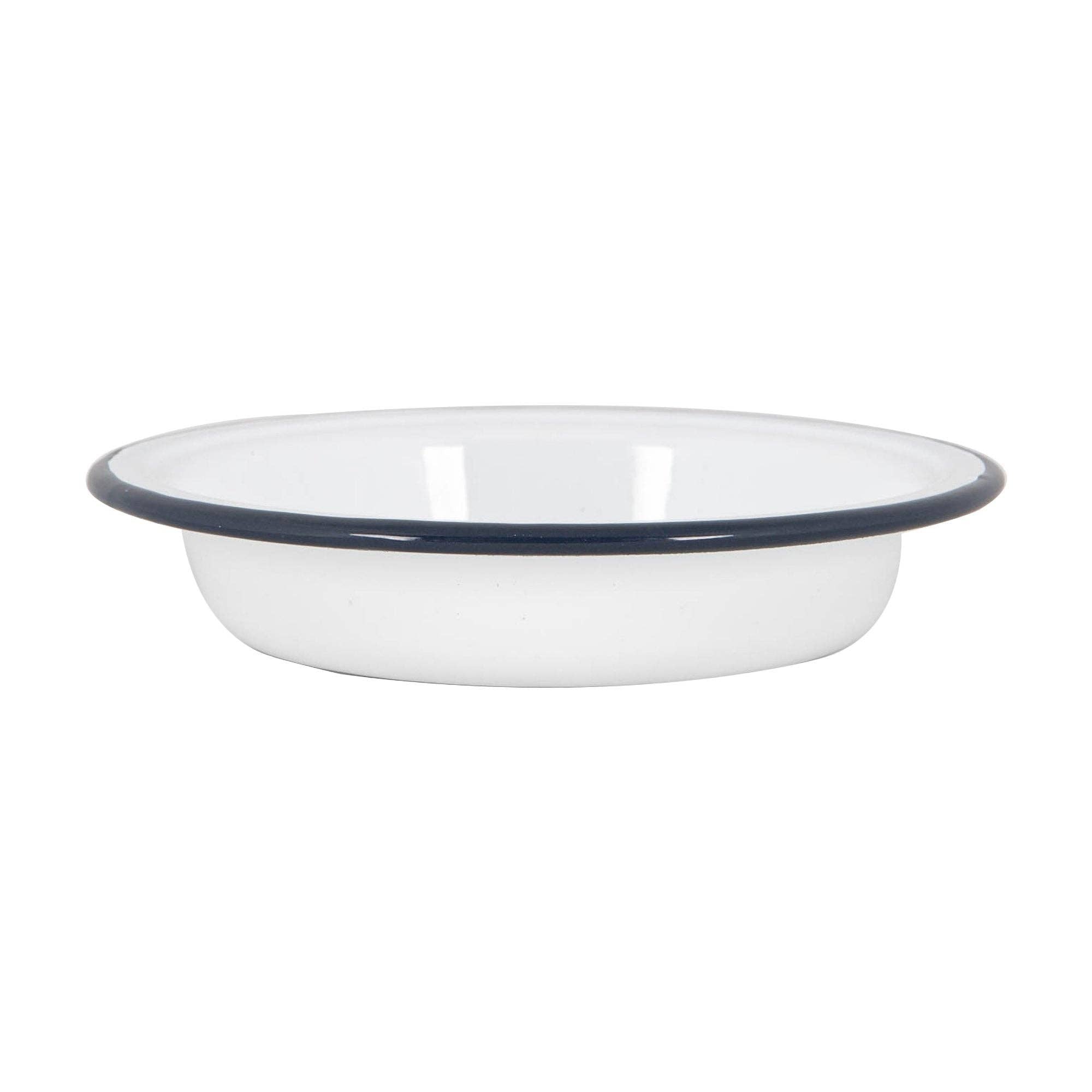 Argon Tableware White Enamel Deep Bowl - 19cm - Navy