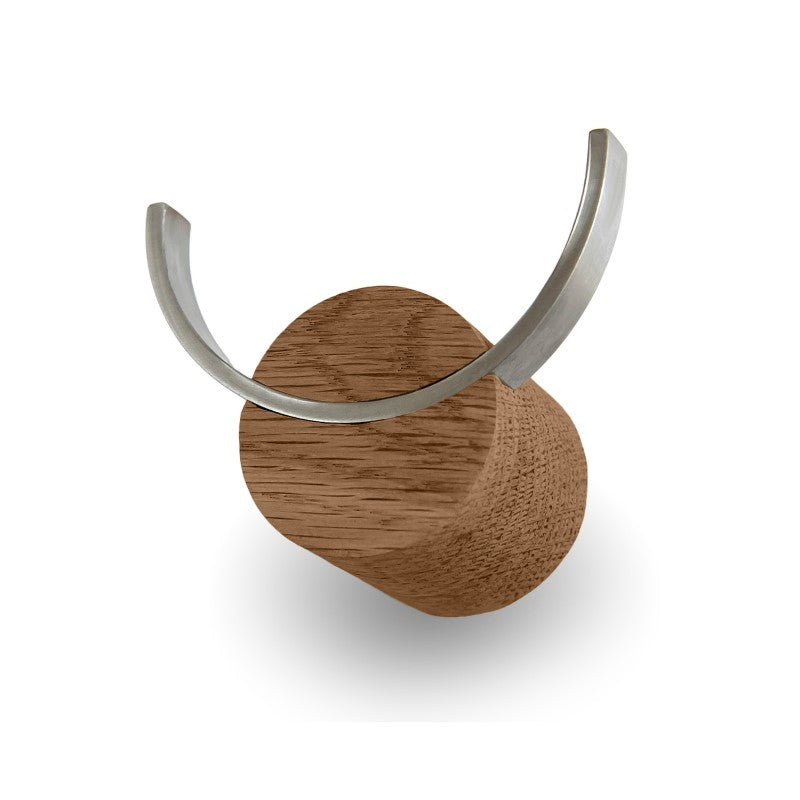 Wall Hook DEER | Oak & stainless steel, walnut finish