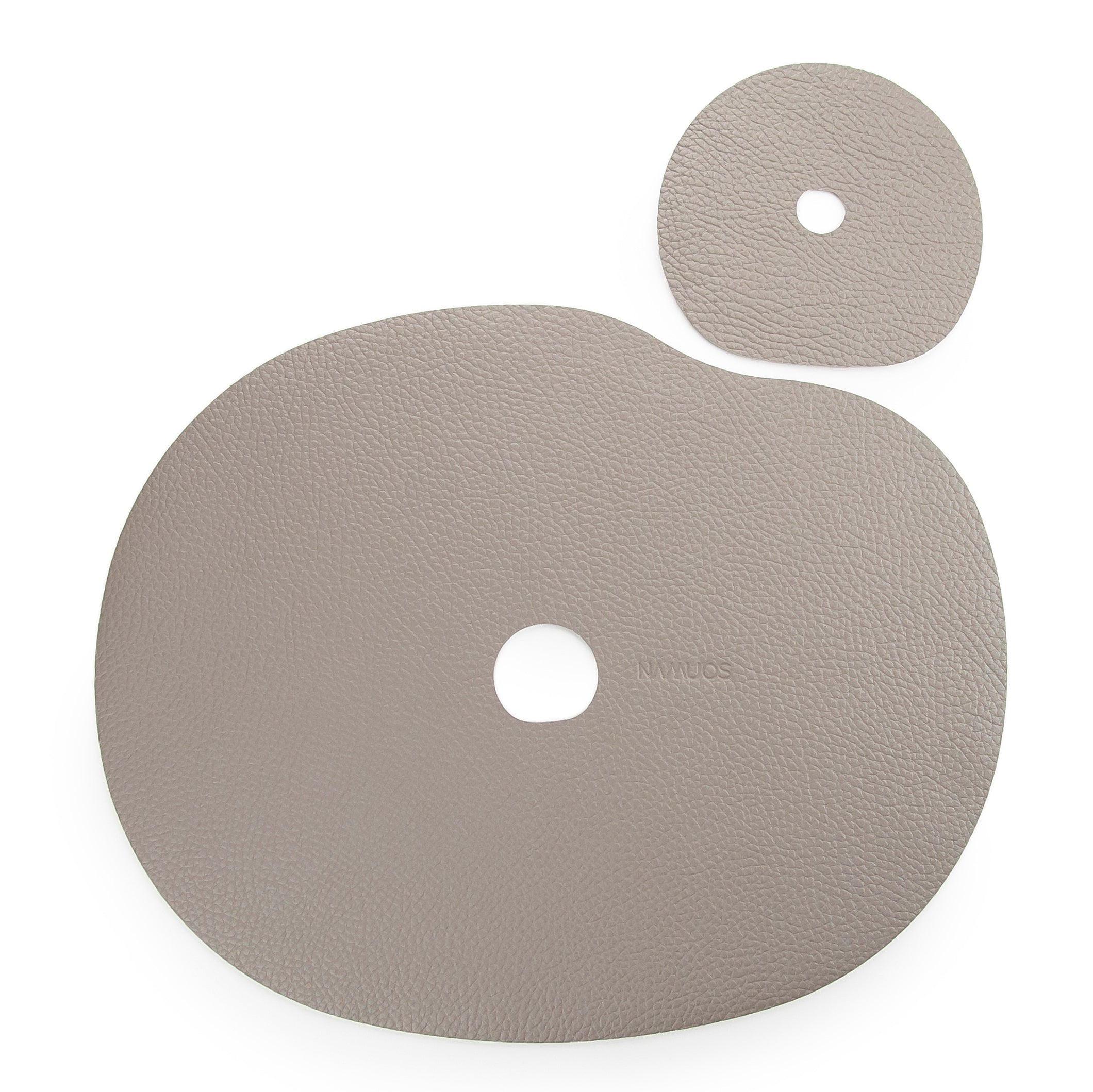 Leather placemat and coaster, beige
