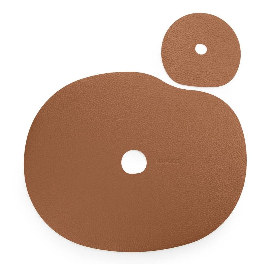Leather placemat and coaster | rust brown
