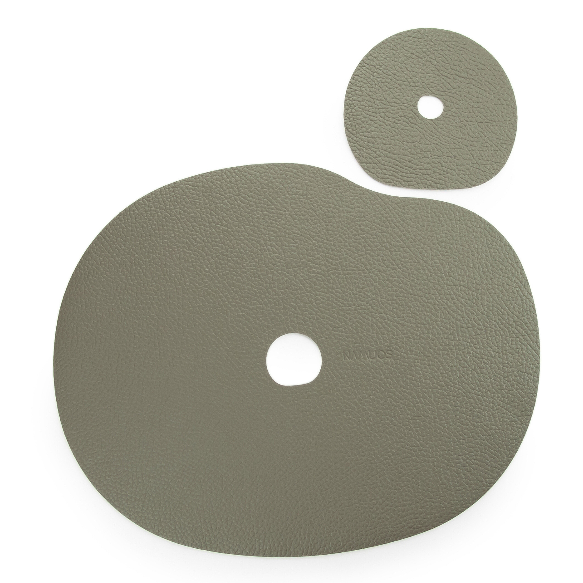 Leather placemat and coaster | Olive green