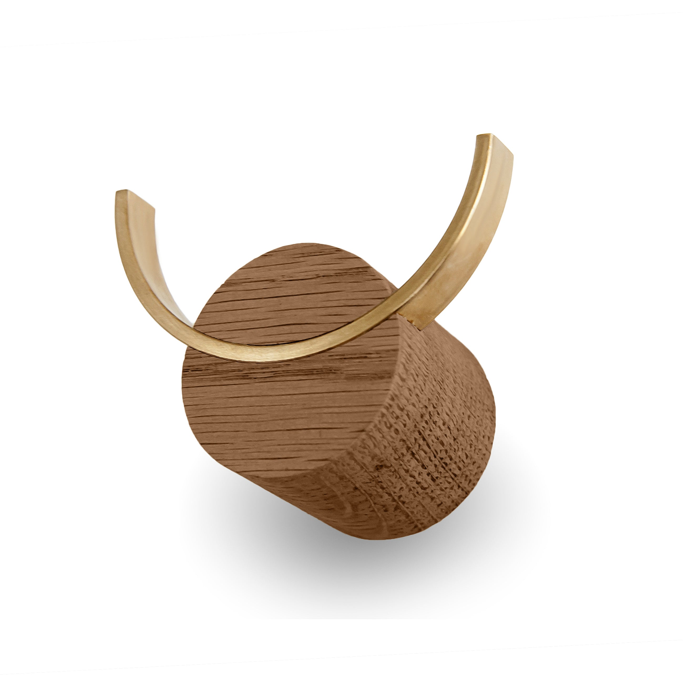 Wall Hook DEER | Oak & Brass, walnut finish
