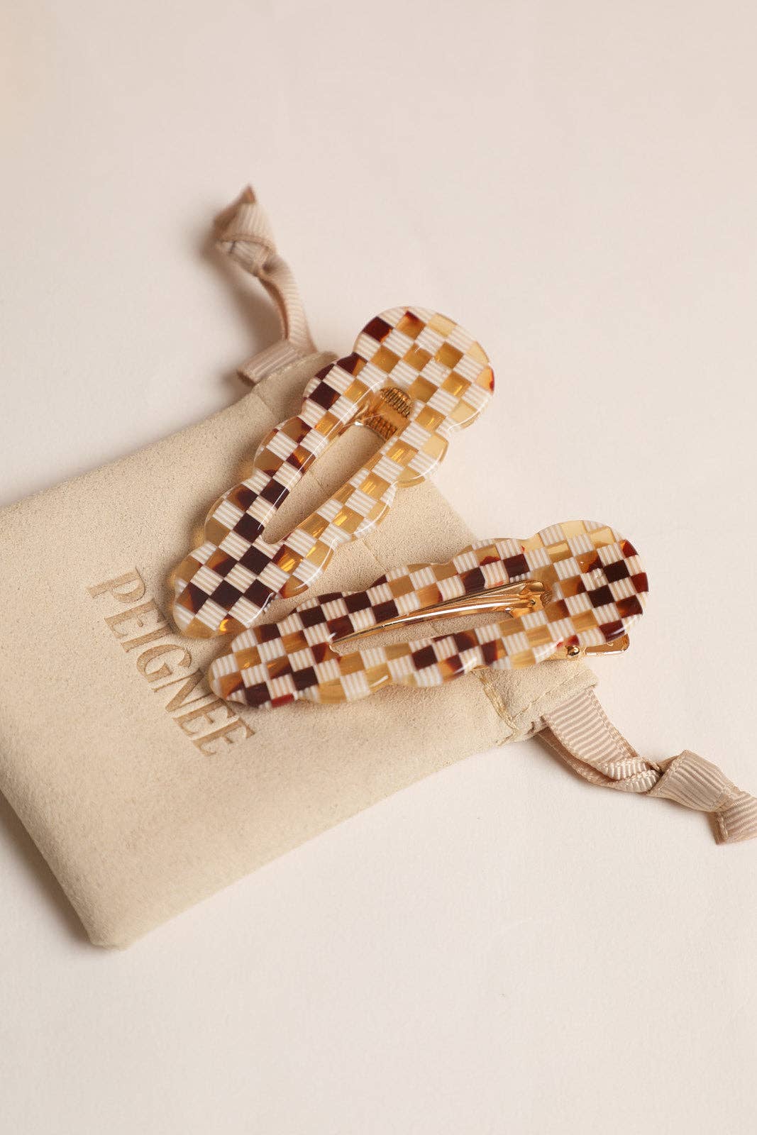 Signature Hair Clips - Checkerboard (Pair) - Peignee Paris